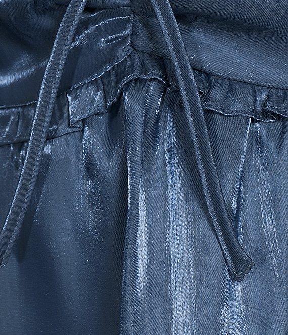 Midnight Doll Short Sleeve Tiered Shimmer Woven Dress Product Image