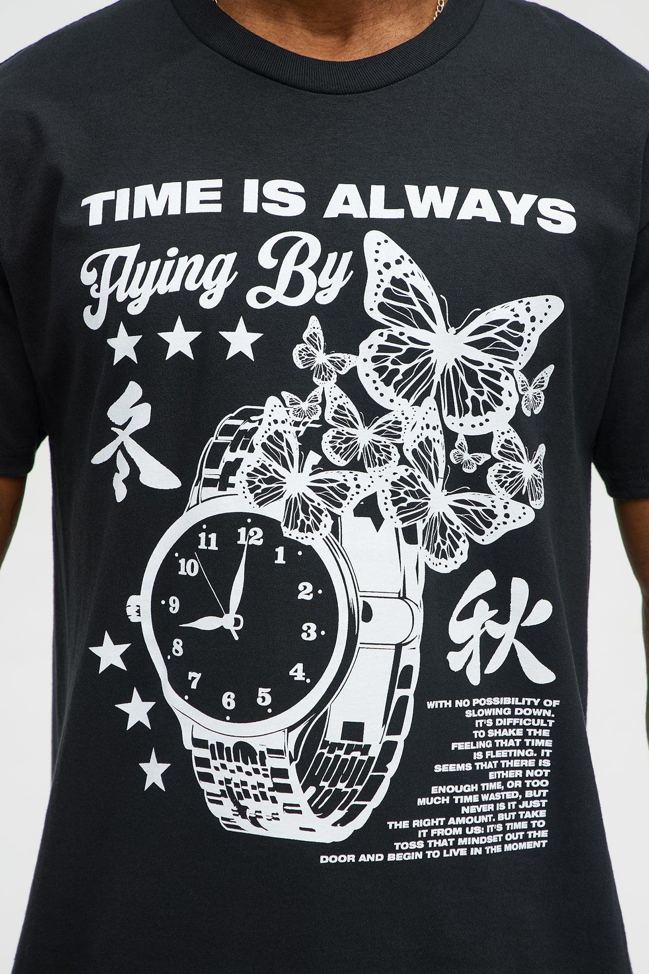 Time Is Always Flying By Short Sleeve Tee - Black Male Product Image
