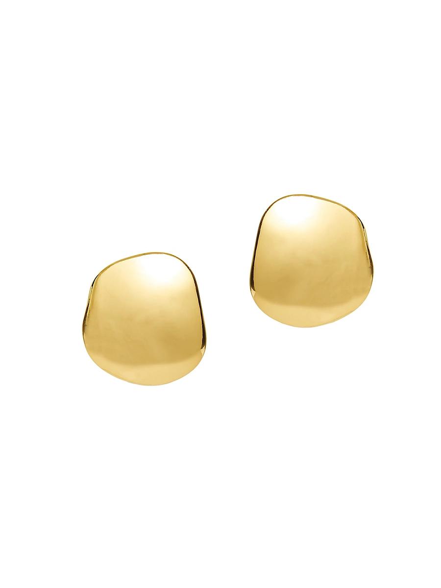 Womens Discus 14K-Gold-Plated Button Stud Earrings Product Image