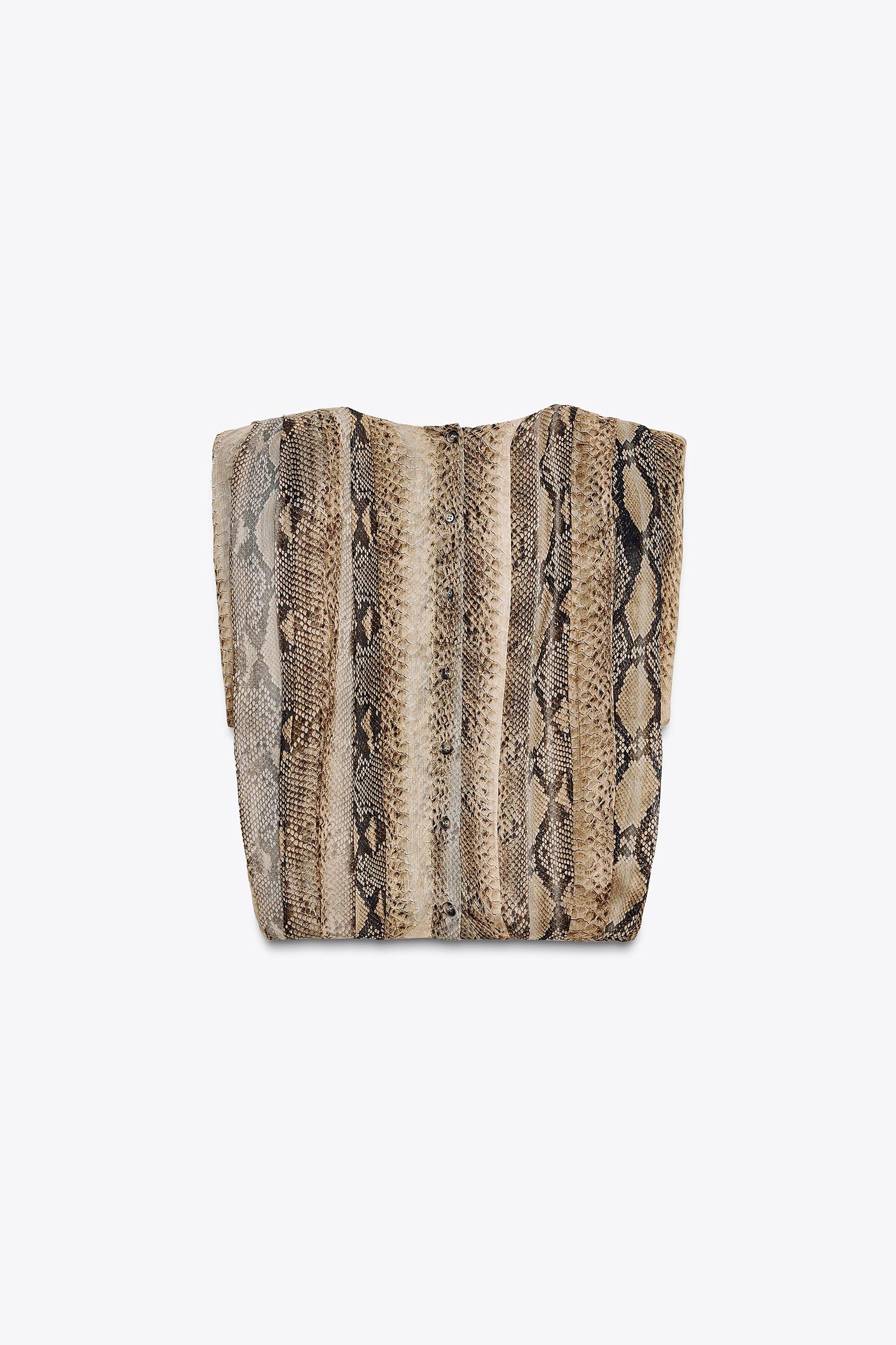 ANIMAL PRINT SHOULDER PAD BLOUSE ZW COLLECTION Product Image