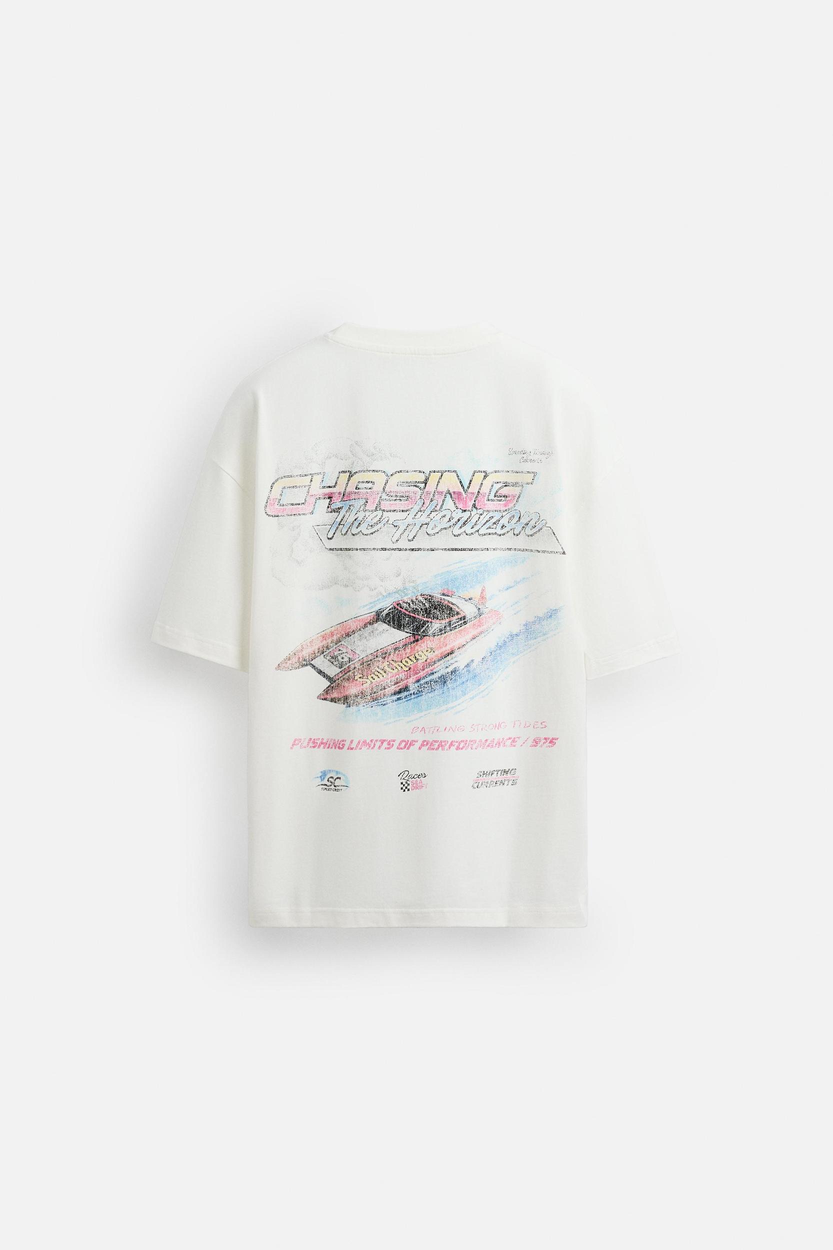 RACING WASHED PRINT T-SHIRT Product Image