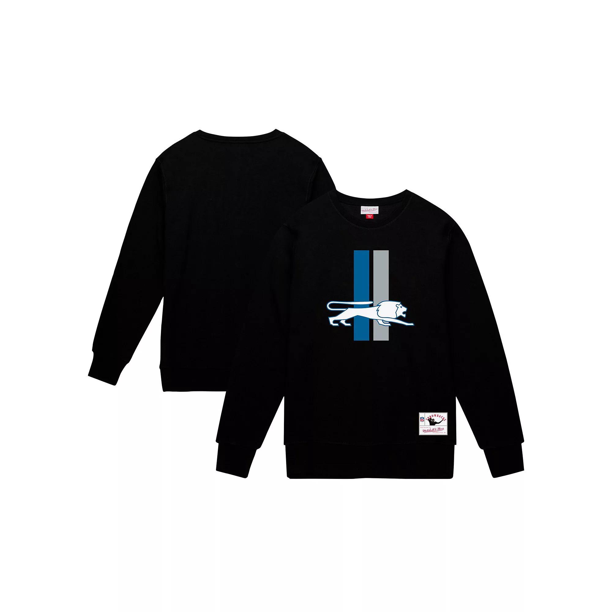 Men's Mitchell & Ness Black Detroit Lions Basic Fleece Pullover Sweatshirt,  Product Image