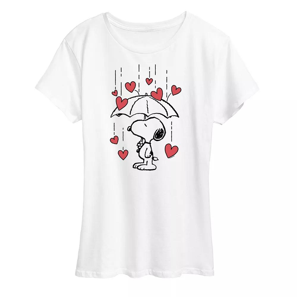 Women's Peanuts Snoopy Heart Rain Graphic Tee,  Product Image
