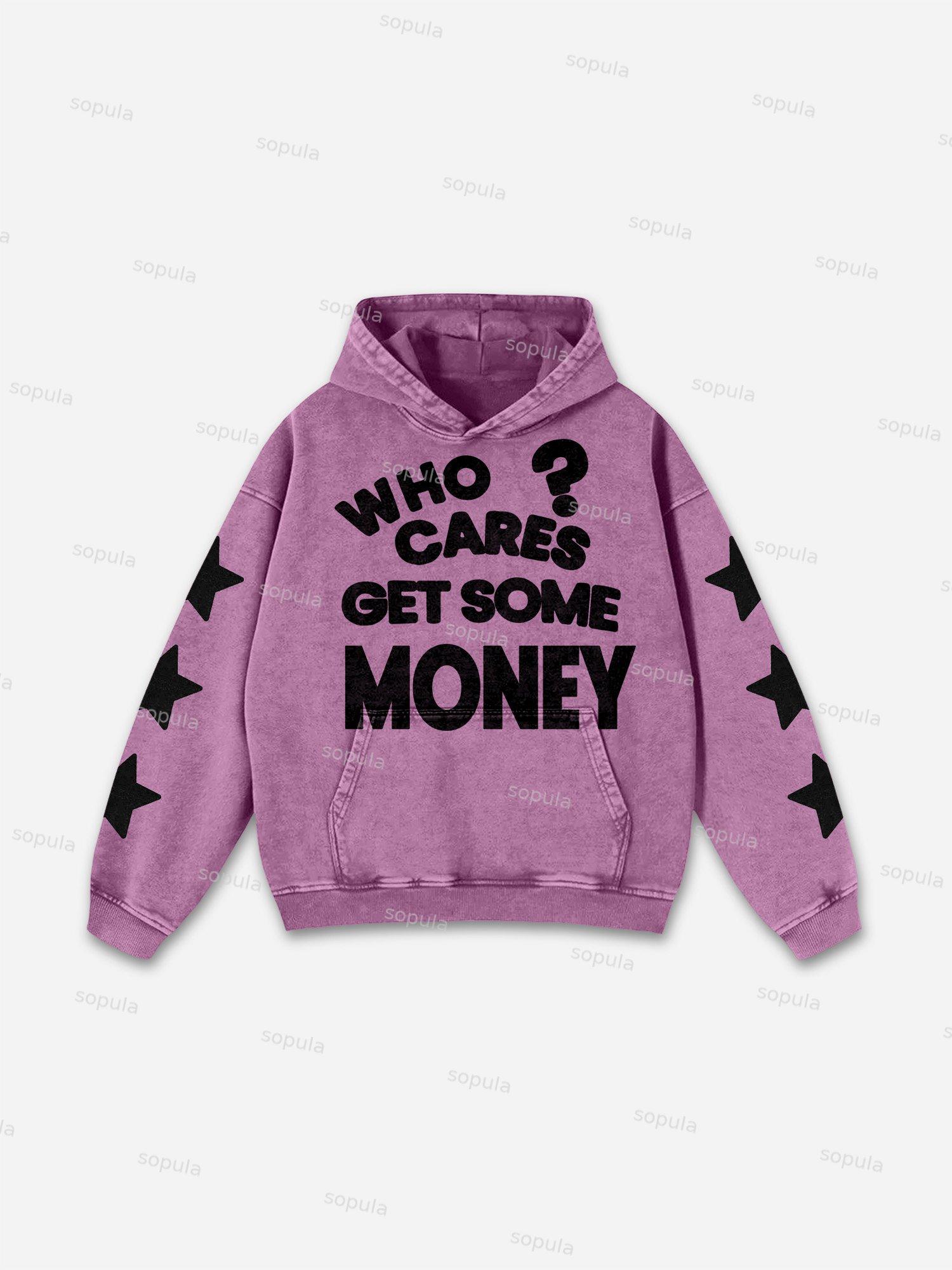 Vintage Chasing Money Graphic Acid Washed Oversized Hoodie Product Image
