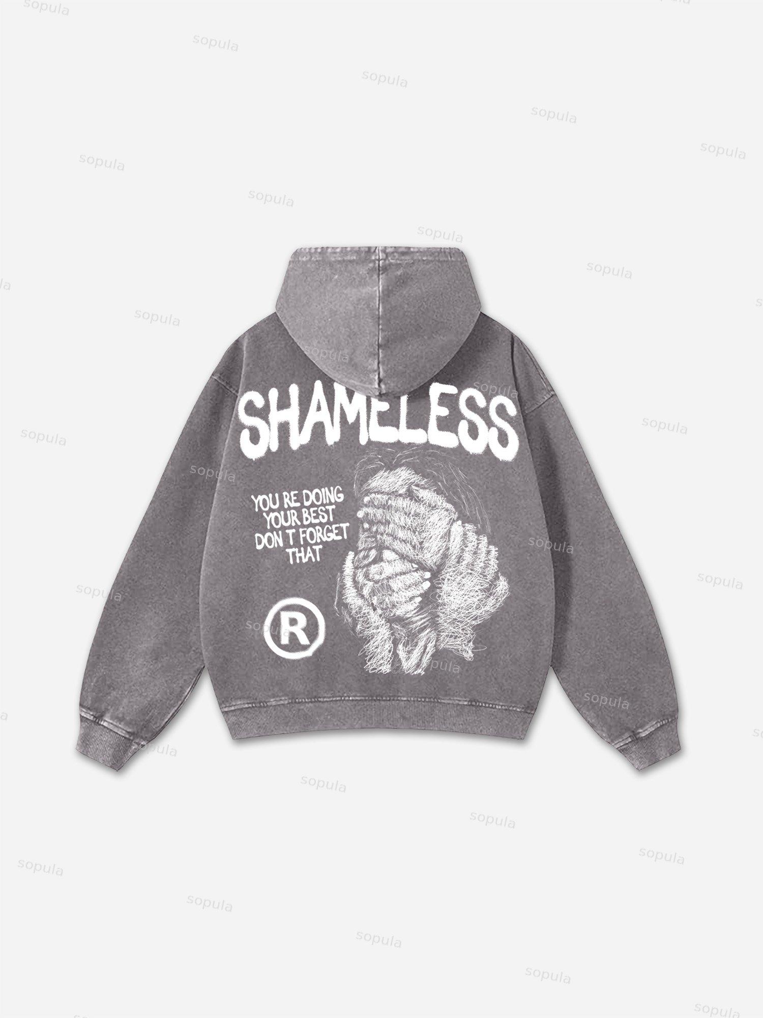 Sopula Shameless Mental Health Abstract Figures Graphic Washed Oversized Zip Up Hoodie Product Image