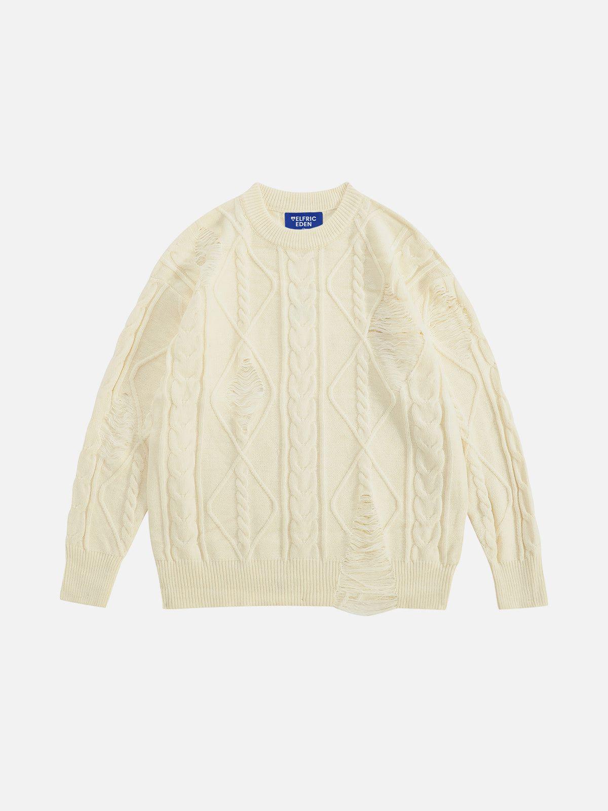 Aelfric Eden Cable Stitch Distressed Sweater Product Image