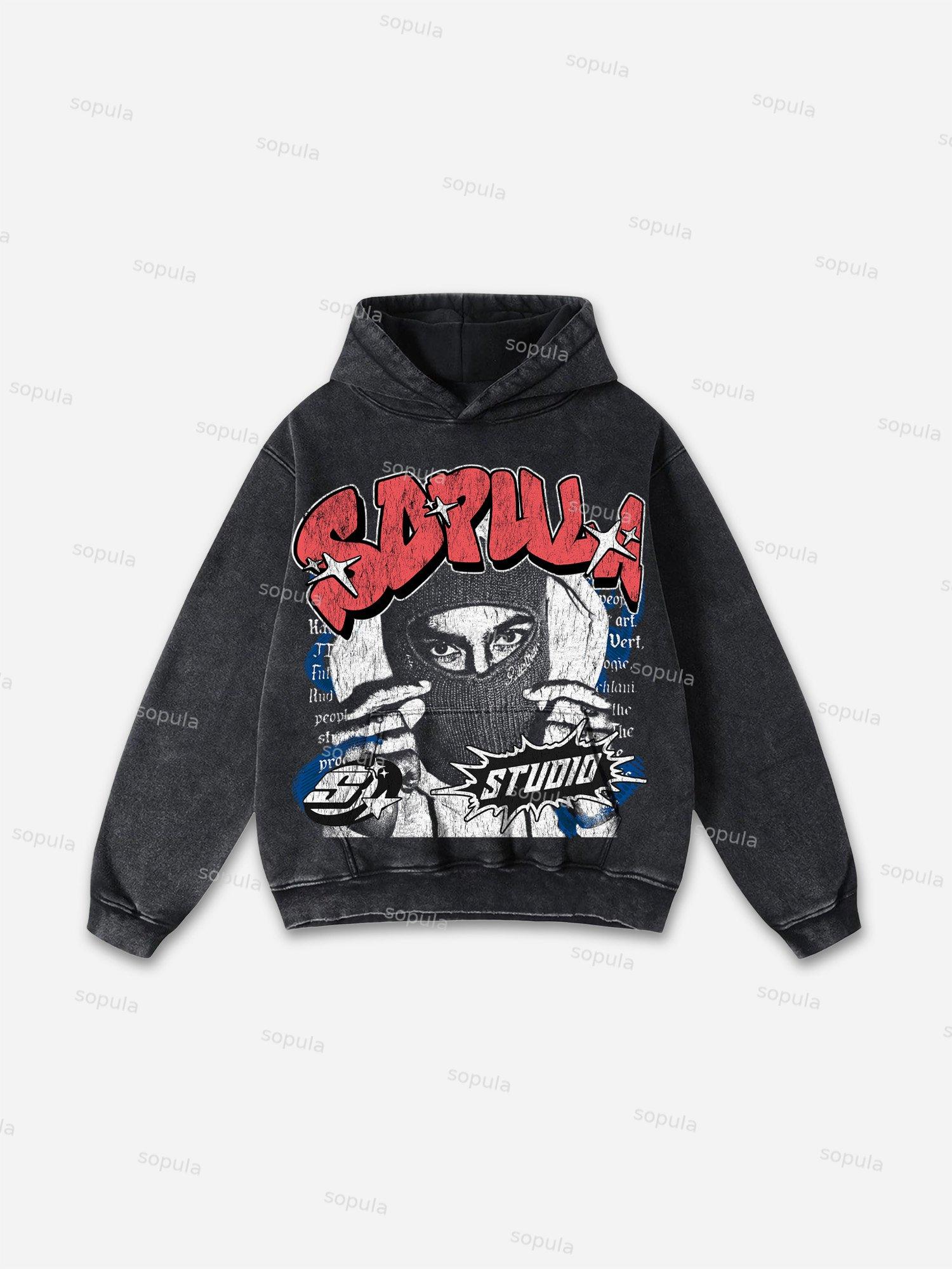 Sopula Virgin Mary Praying Washed Pocket Hoodie Product Image