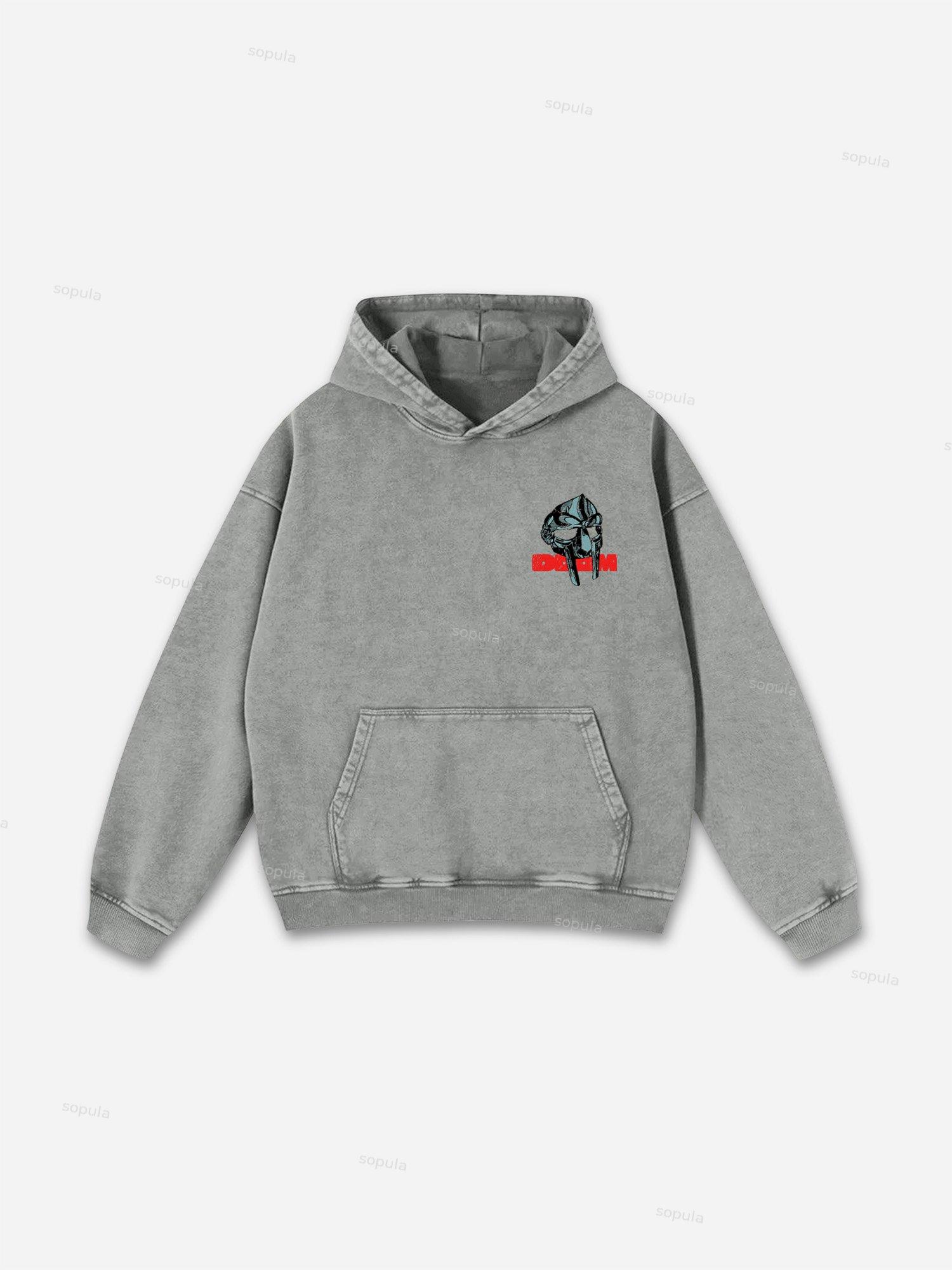 Sopula Vintage The Illest Villain Mf Doom Graphic Print Washed Hoodie Product Image