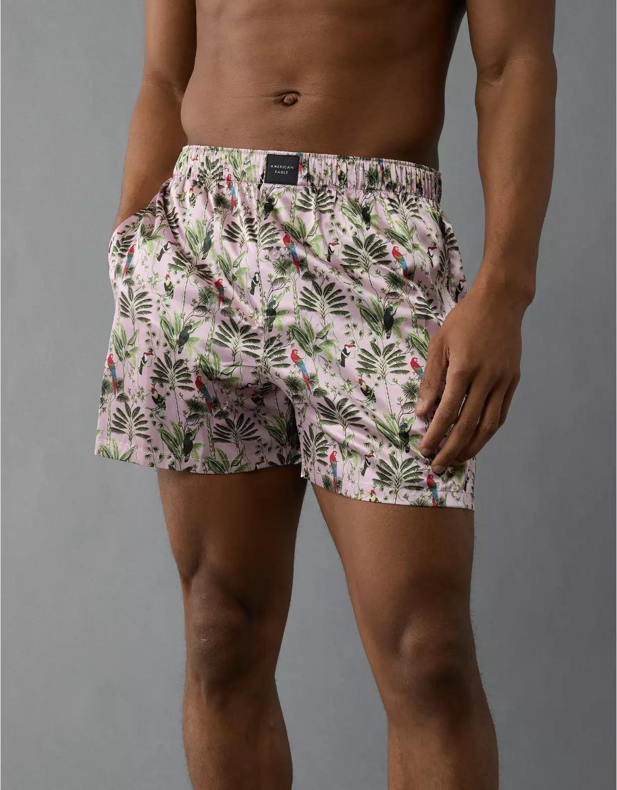 AEO Men's Bird Tapestry Satin Pocket Boxer Short Product Image