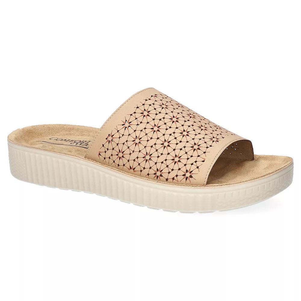 Easy Street Ivey Comfort Women's Platform Slide Sandals, Size: 9.5 Wide, Beige Product Image