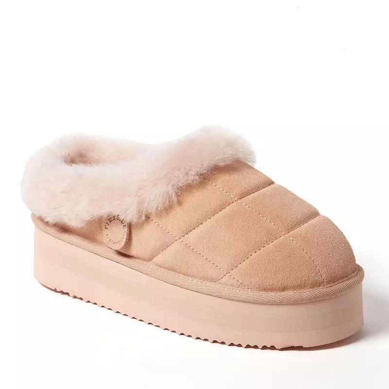 Fireside by Dearfoams Bendigo Womens Puff Platform Suede Clog Slippers Pink Dust Product Image