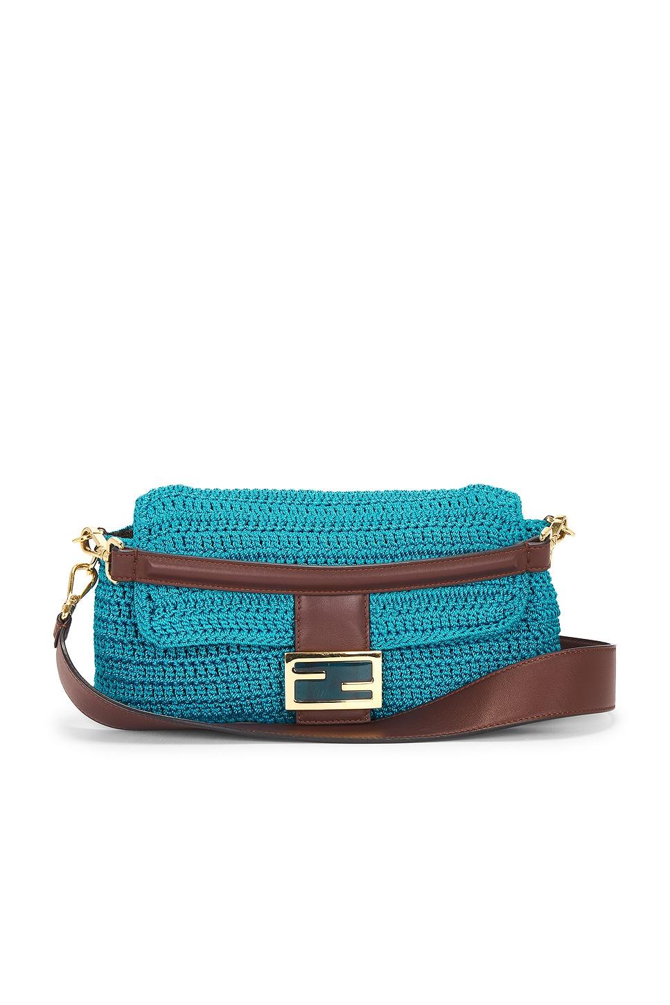 Fendi Raffia Crochet Baguette Shoulder Bag FWRD Renew Product Image