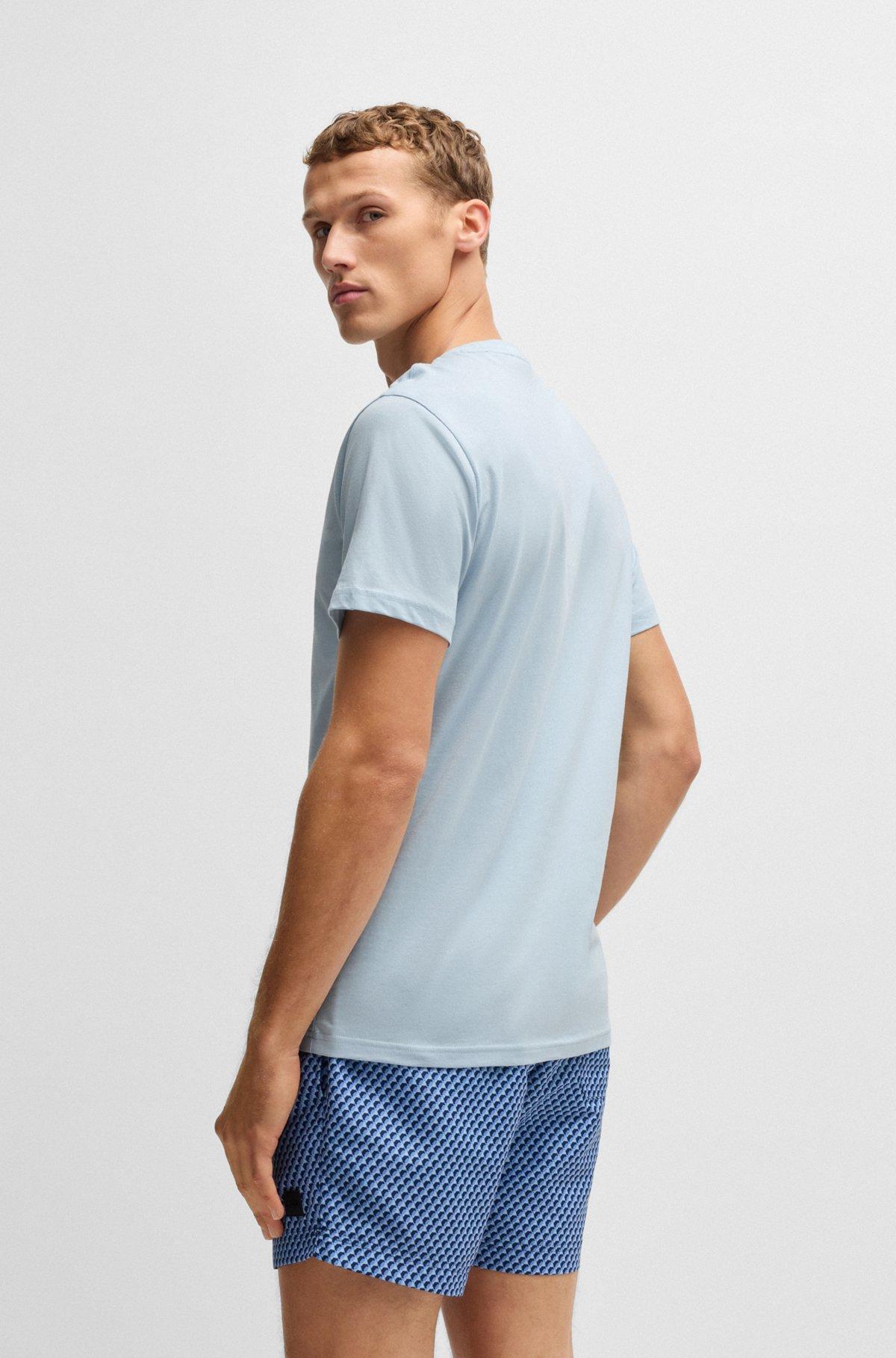 BOSS - Cotton-jersey regular-fit T-shirt with SPF 50+ UV protection - Light Blue Product Image