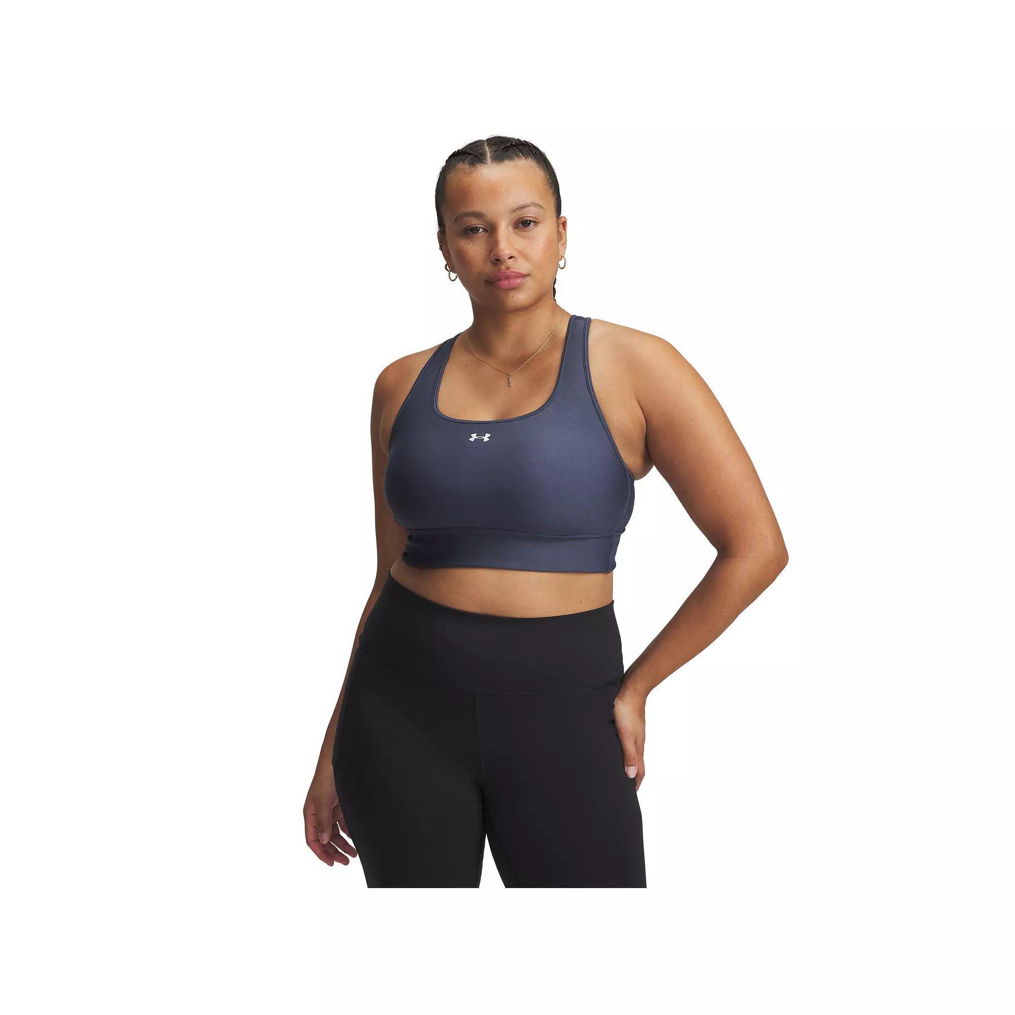 Women's Under Armour Crossback Longline Sports Bra, Size: Medium, Downpour Gray Product Image