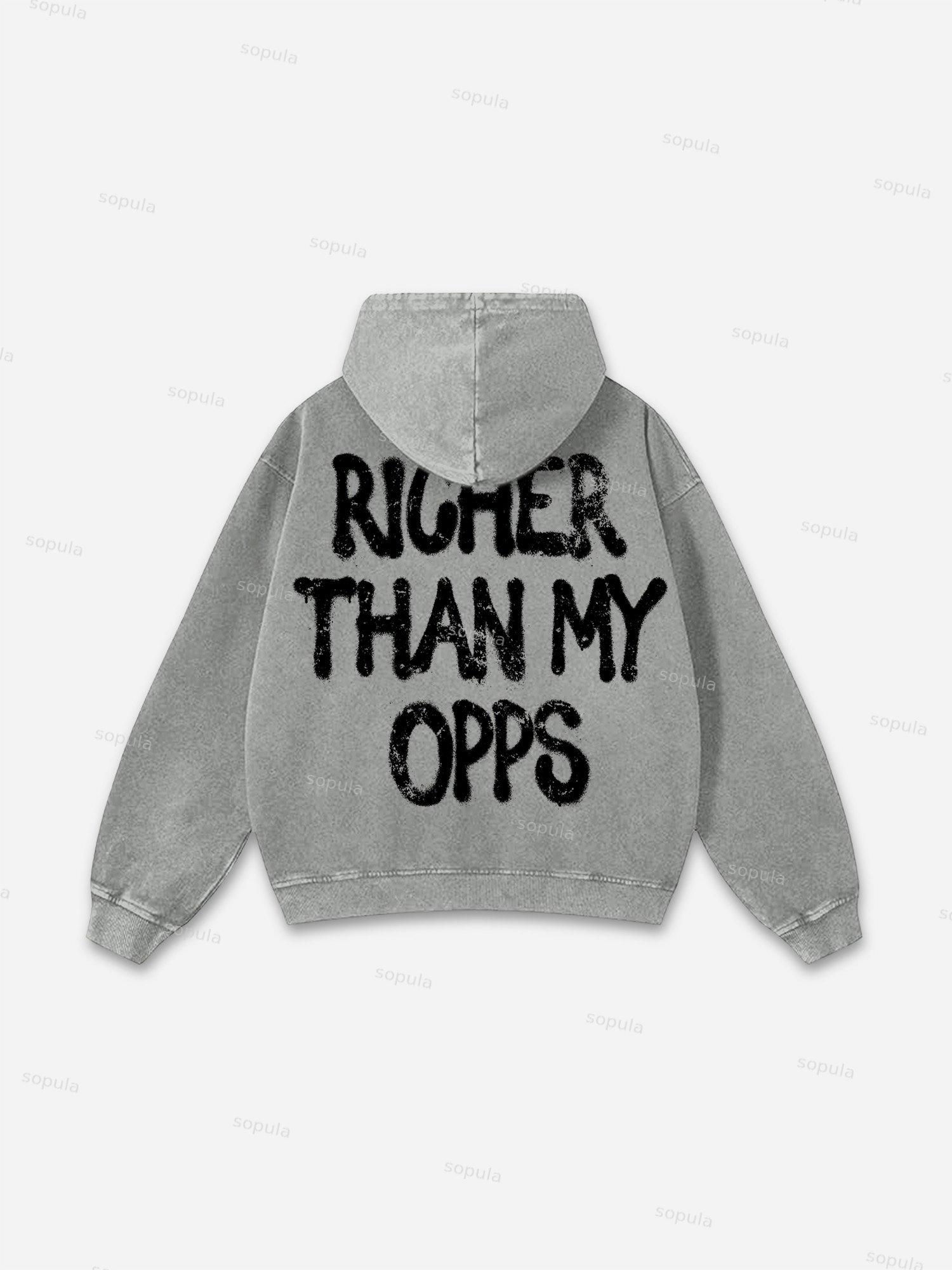 Get Rich Vintage Abstract Graphic Acid Wash Hoodie Product Image