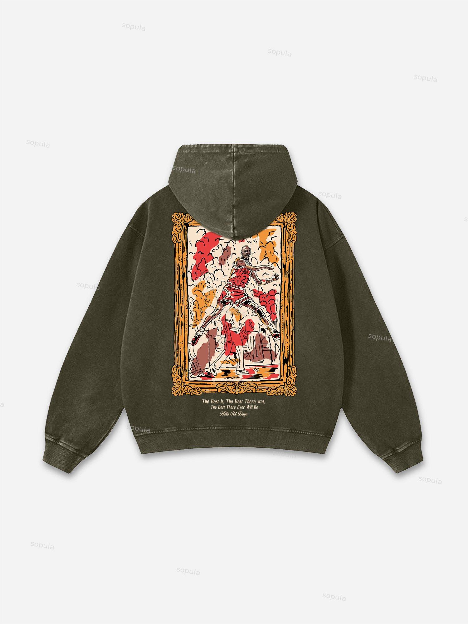 Sopula Vintage Old Times Graphic Acid Washed Oversized Hoodie Product Image