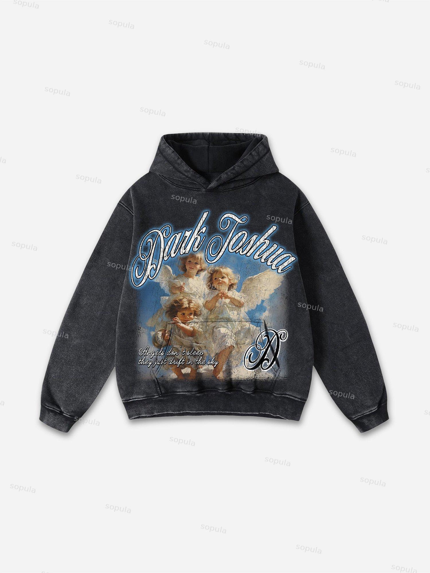 Dark Joshua Angel Graphic Acid Wash Hoodie Product Image