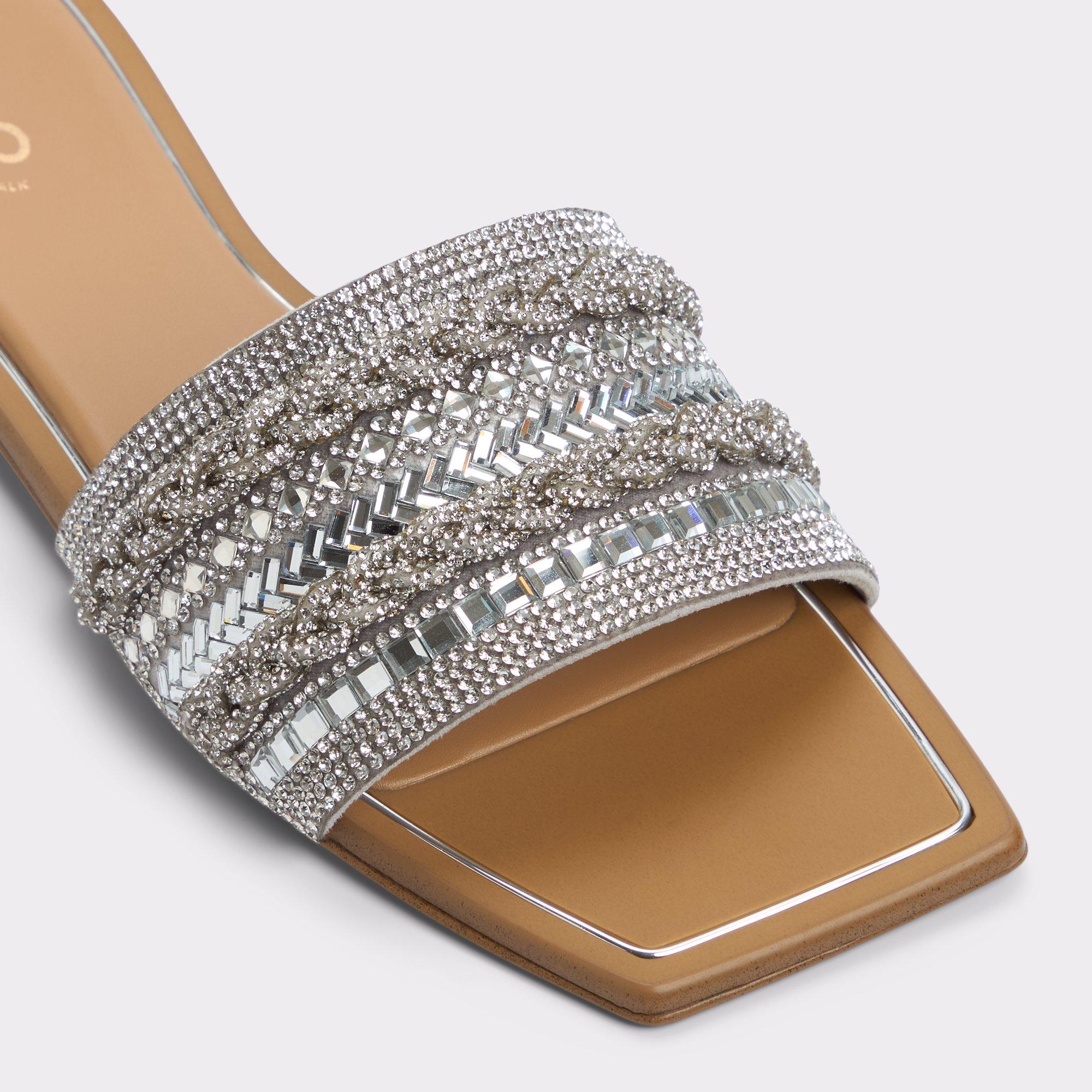 ALDO Navalia - Women's Flat Sandals - Silver, Size 9 Product Image