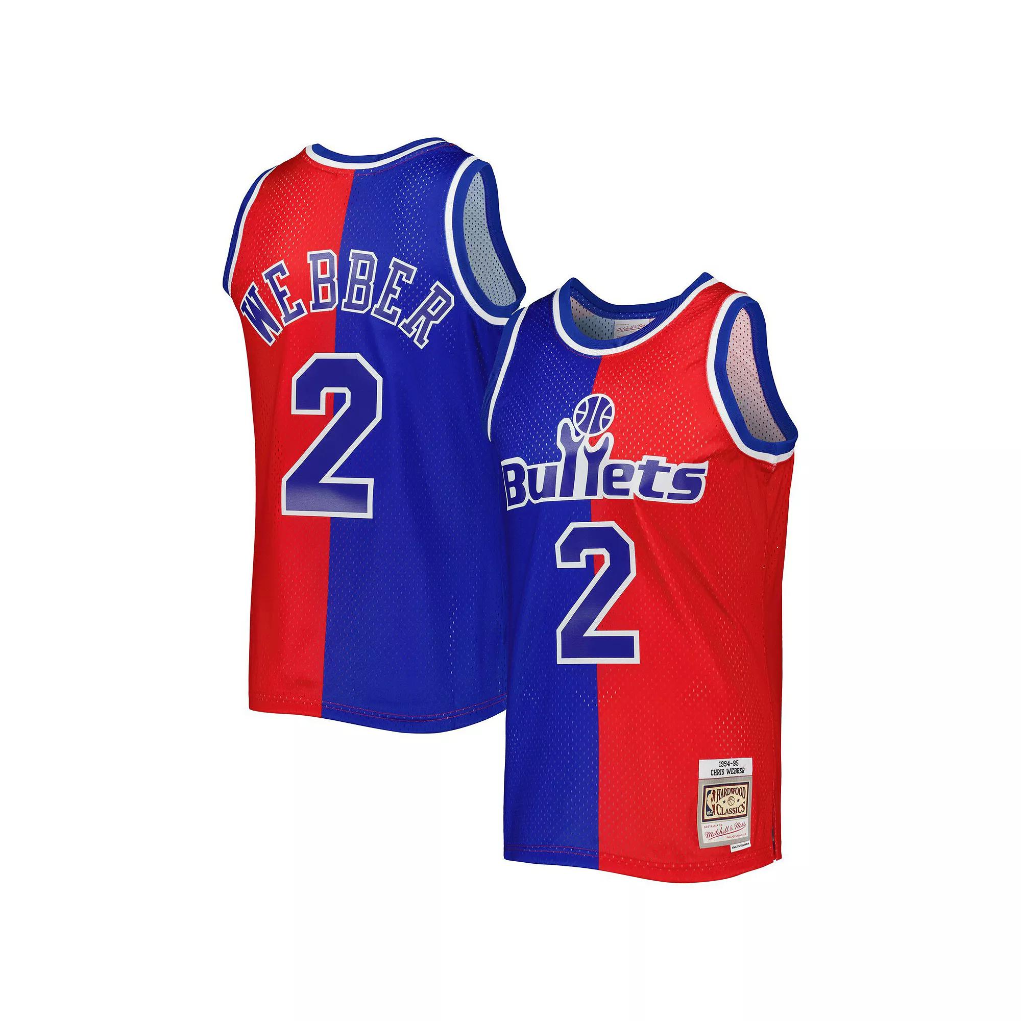 Men's Mitchell & Ness Chris Webber Blue/Red Washington Bullets Hardwood Classics 1994-95 Split Swingman Jersey, Size: XL, Nba Blue Product Image