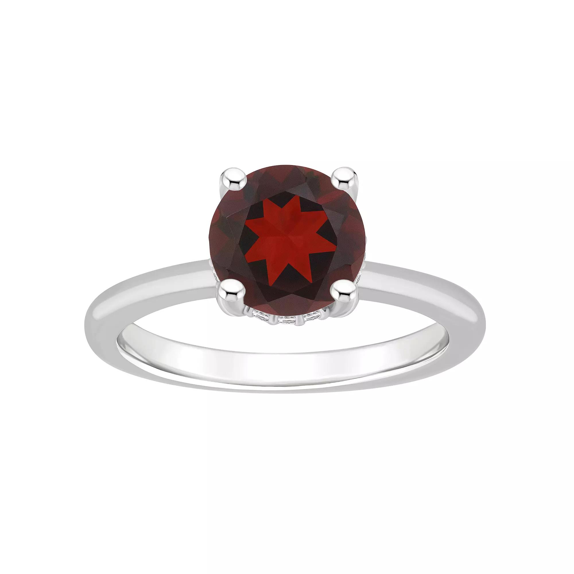 Alyson Layne Sterling Silver 8 mm Round Gemstone & Diamond Accent Ring, Women's, Pink Quartz Product Image