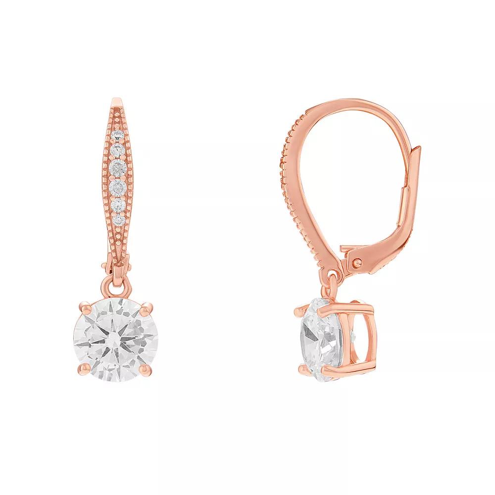PRIMROSE Sterling Silver Cubic Zirconia Leverback Earrings, Women's, Pink Over Sterling Product Image