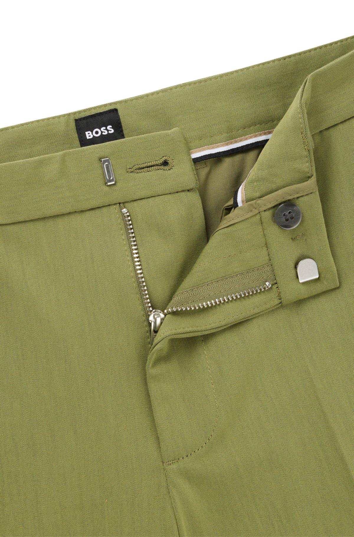 BOSS - Slim-fit trousers in stretch cotton - Green Product Image
