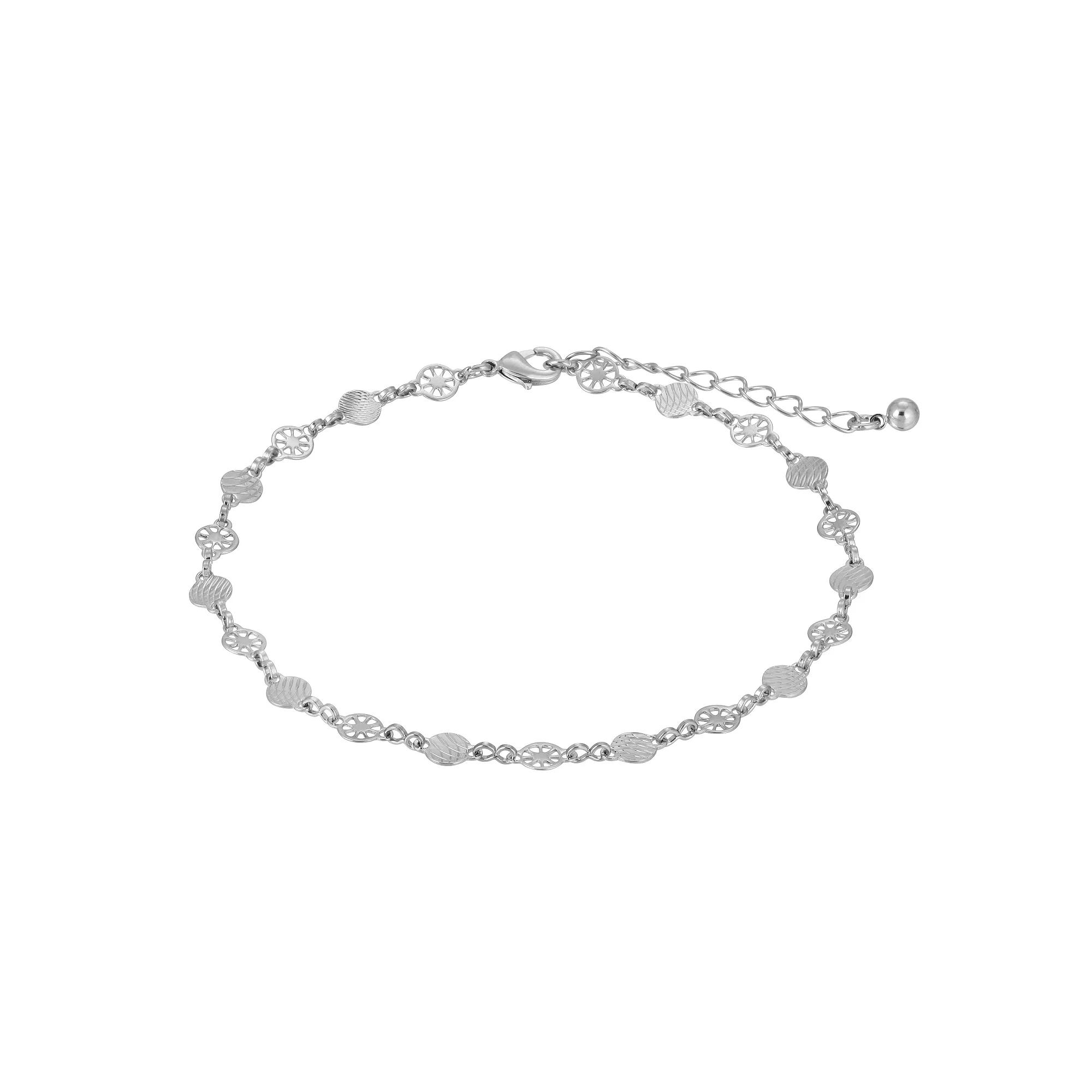1928 Silver Tone Twisted Rope Chain Anklet, Womens, Grey Product Image