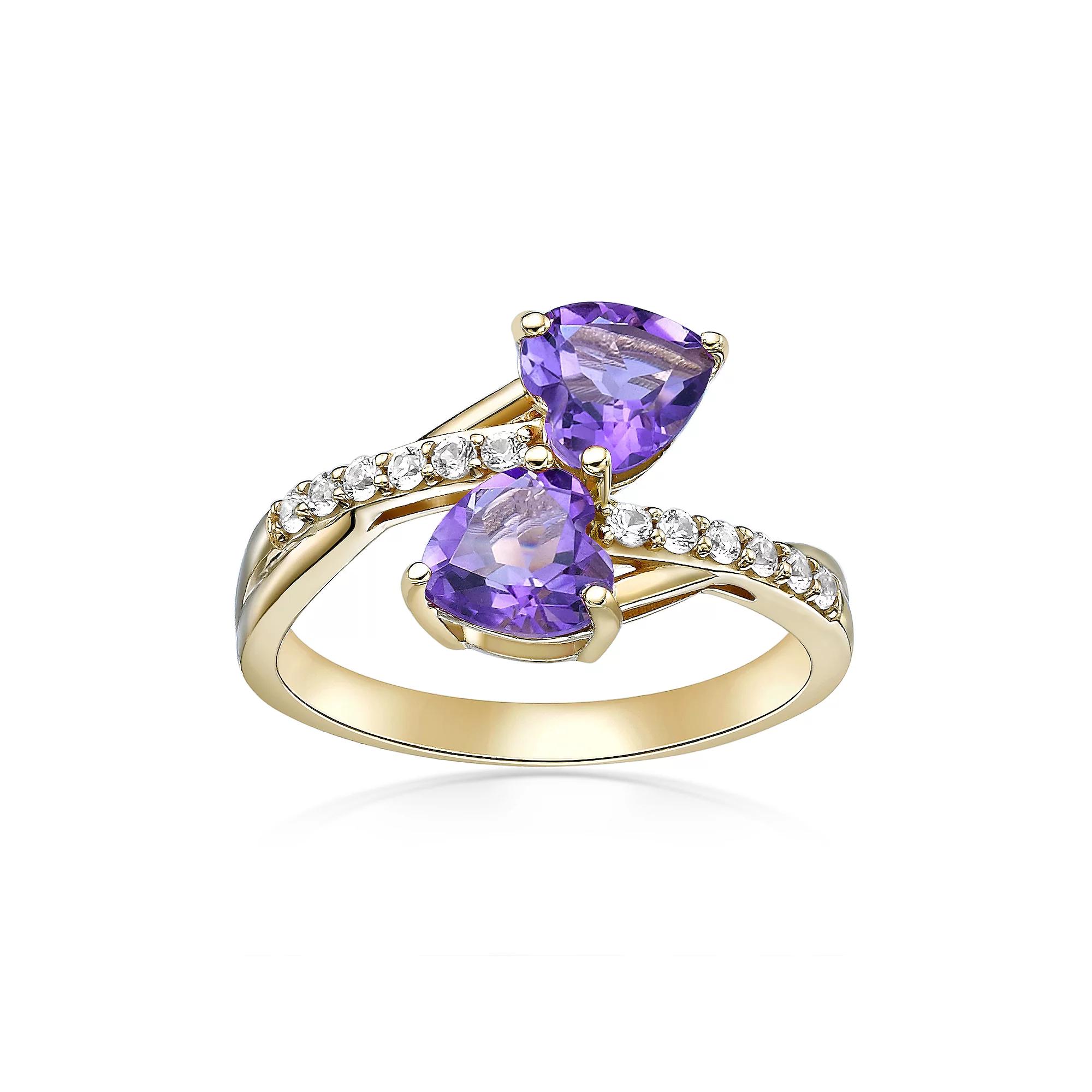 Gemminded 18k Gold Over Silver Amethyst & Lab-Created White Sapphire Ring, Women's, Gold Tone Product Image