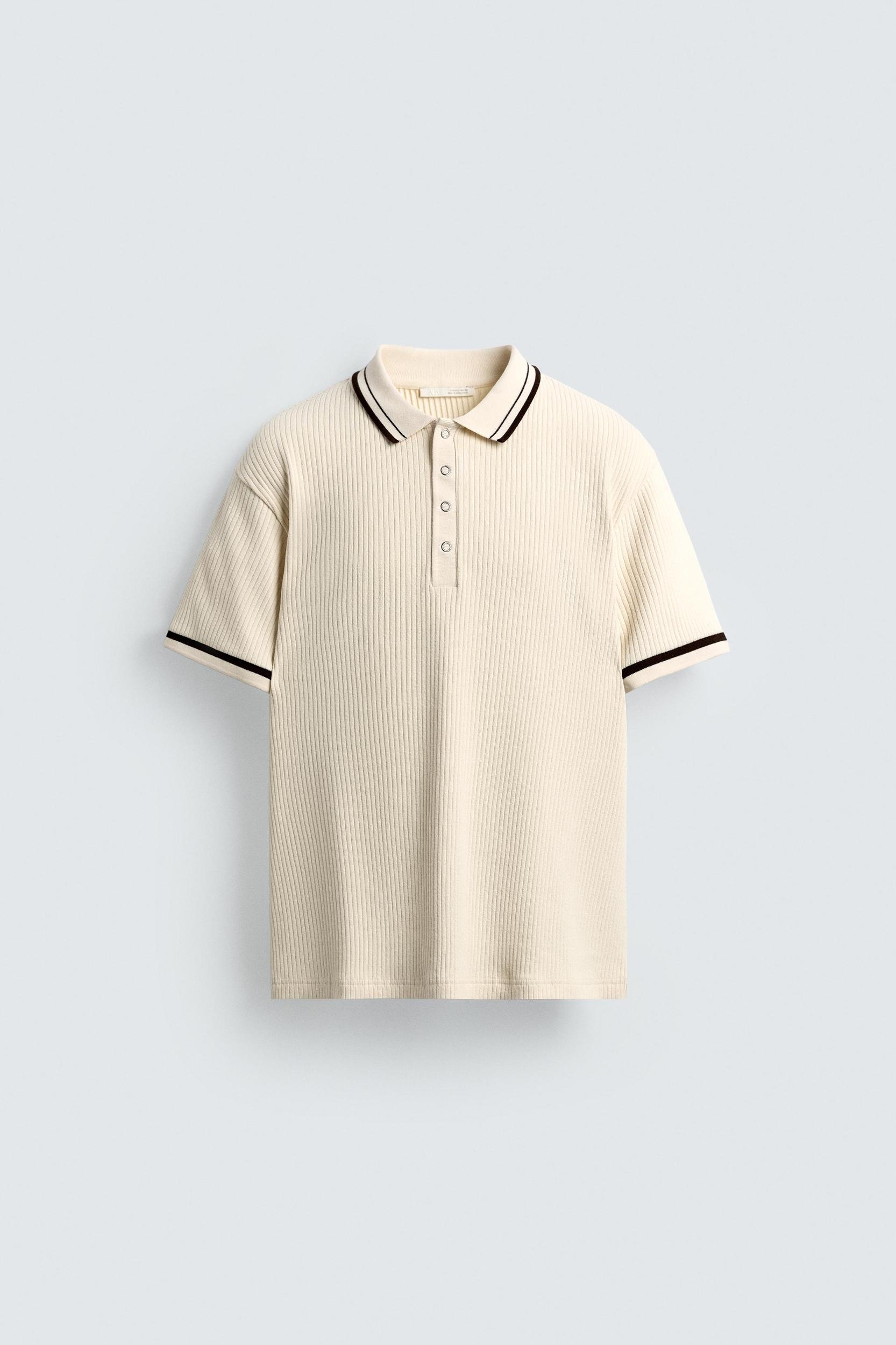 CONTRAST RIBBED POLO SHIRT Product Image