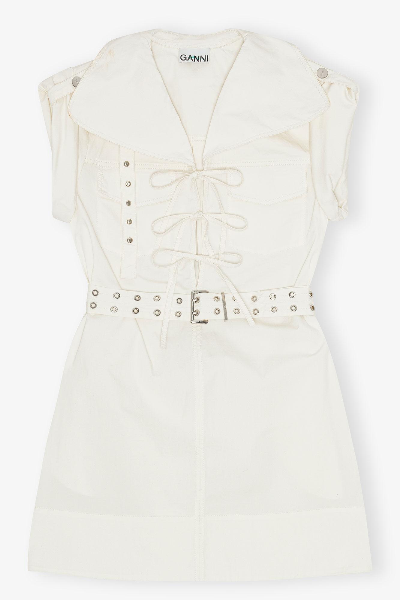 Ivory Stretch Cotton Mini Dress Product Image