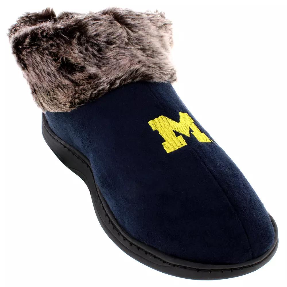 Michigan Wolverines Women's Faux-Fur Slippers, Size: Medium, Black Product Image