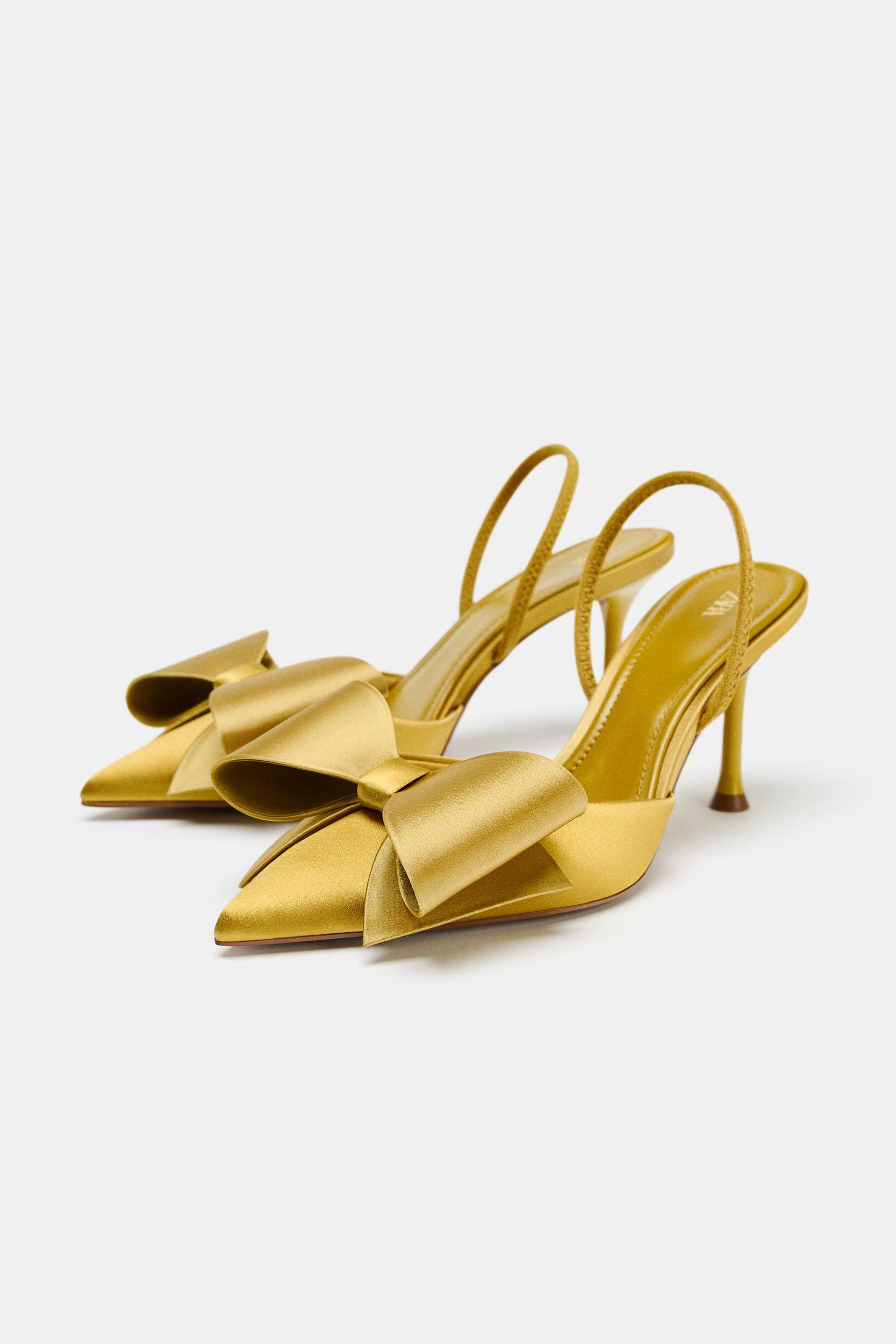SATIN-EFFECT SLINGBACK HEELS Product Image
