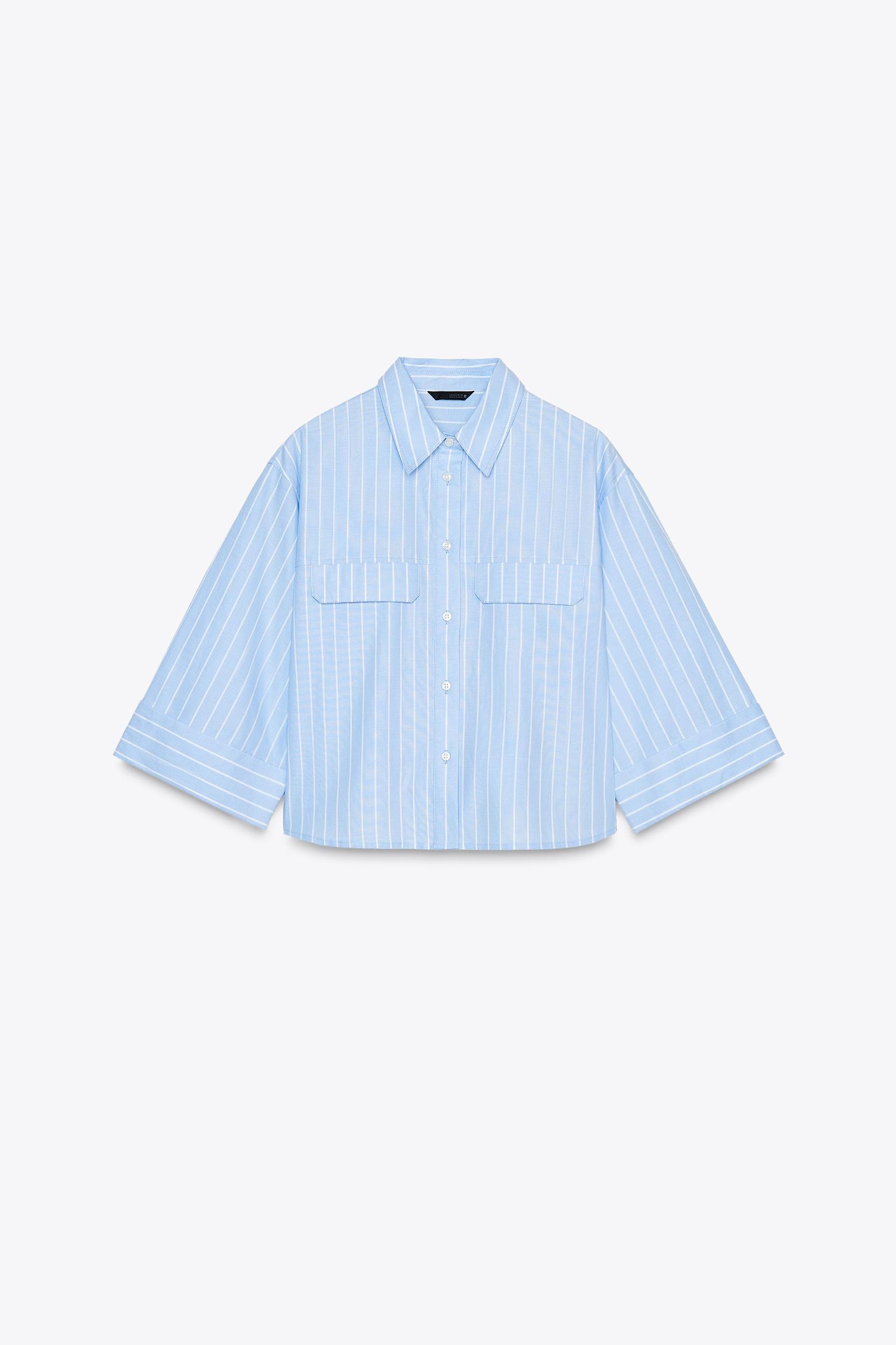 CROPPED WIDE SLEEVE OXFORD SHIRT Product Image