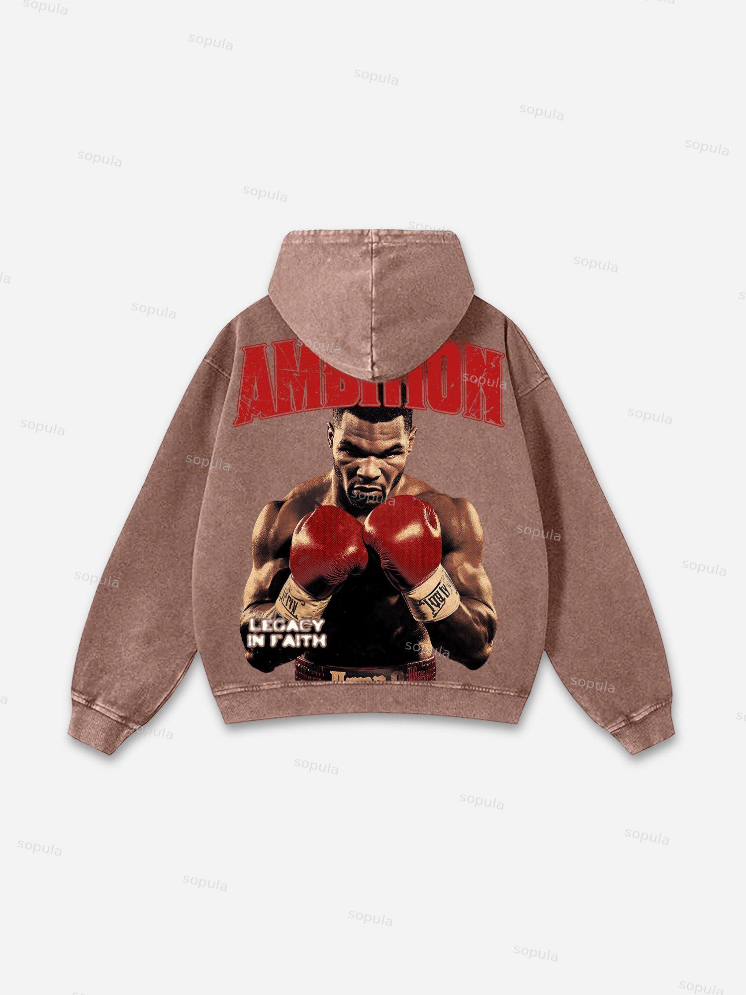 Ambition Legendary Boxer Portrait Graphic Washed Hoodie Product Image