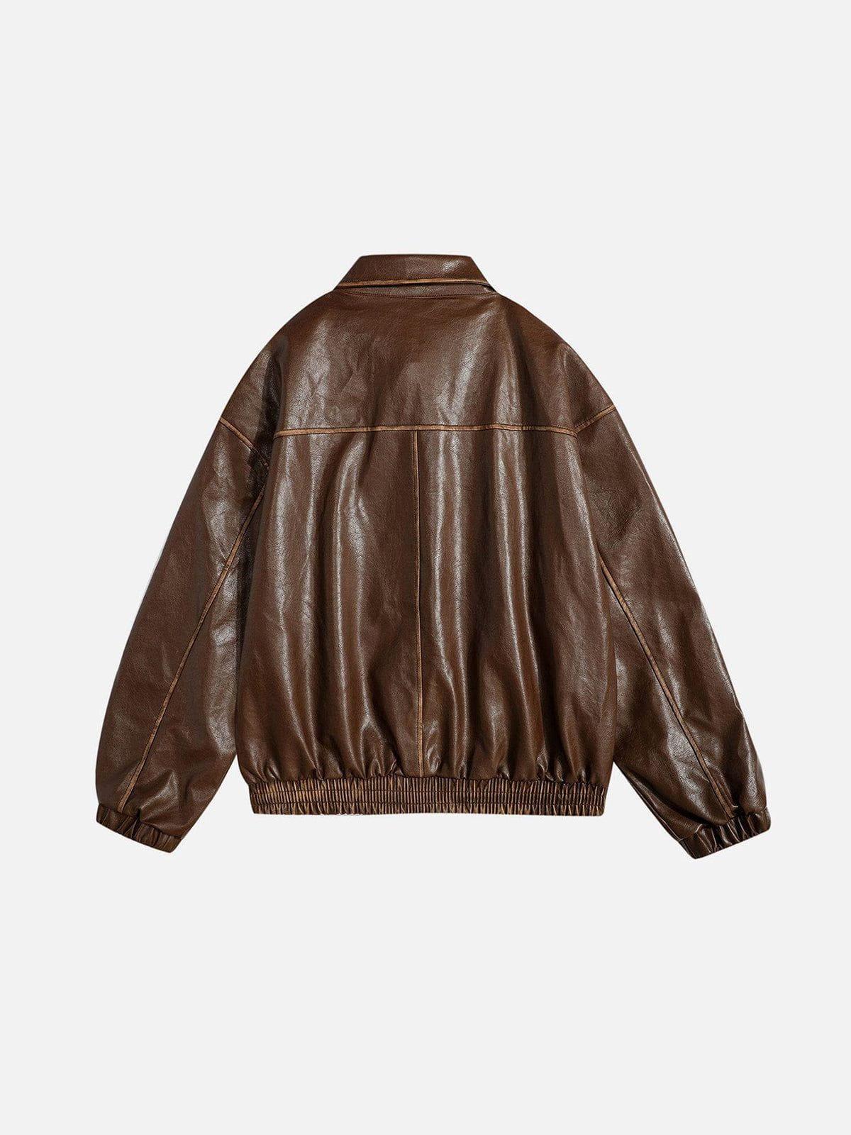 Aelfric Eden Line Patchwork Faux  Leather Jacket Product Image