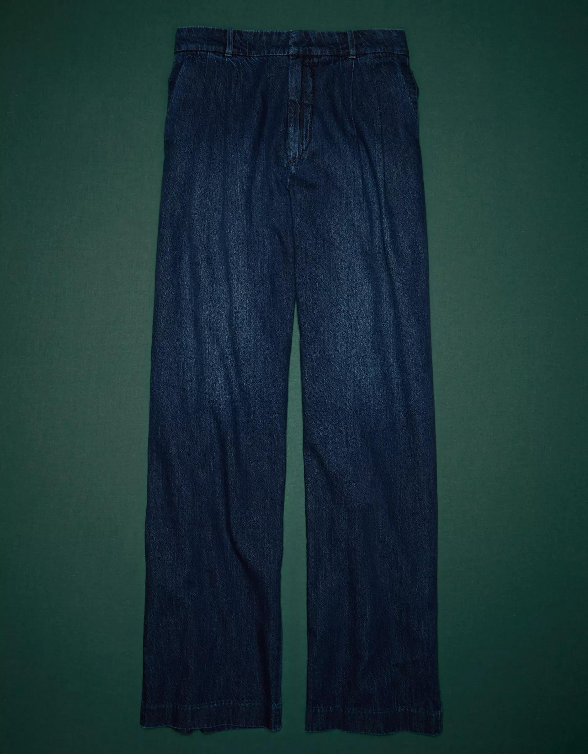 AE77 Premium Denim Pleated Trouser Product Image