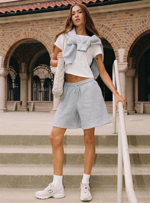 Dream Fleece Longline Shorts Grey Marle Product Image