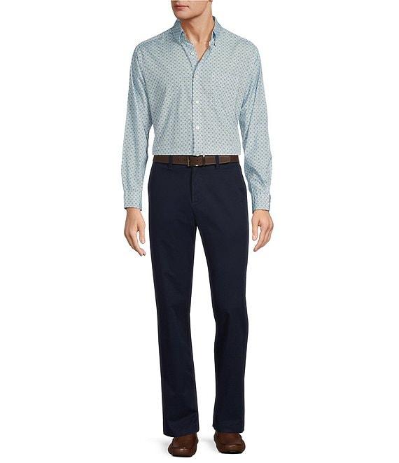 Roundtree & Yorke Long Sleeve Medallion Print Slub Sport Shirt Product Image