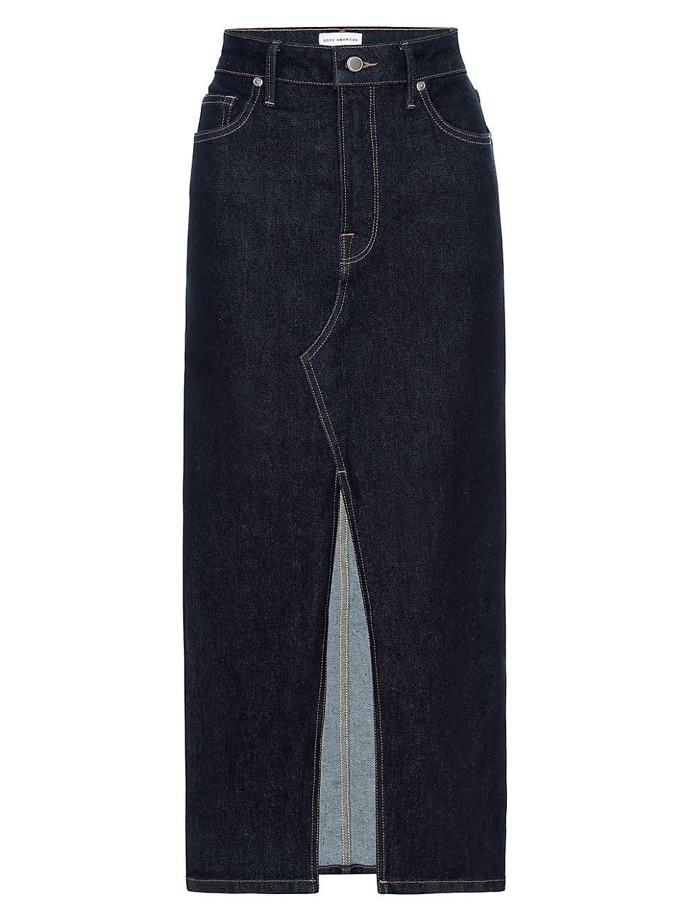 Womens Stretch Denim Midi-Skirt Product Image