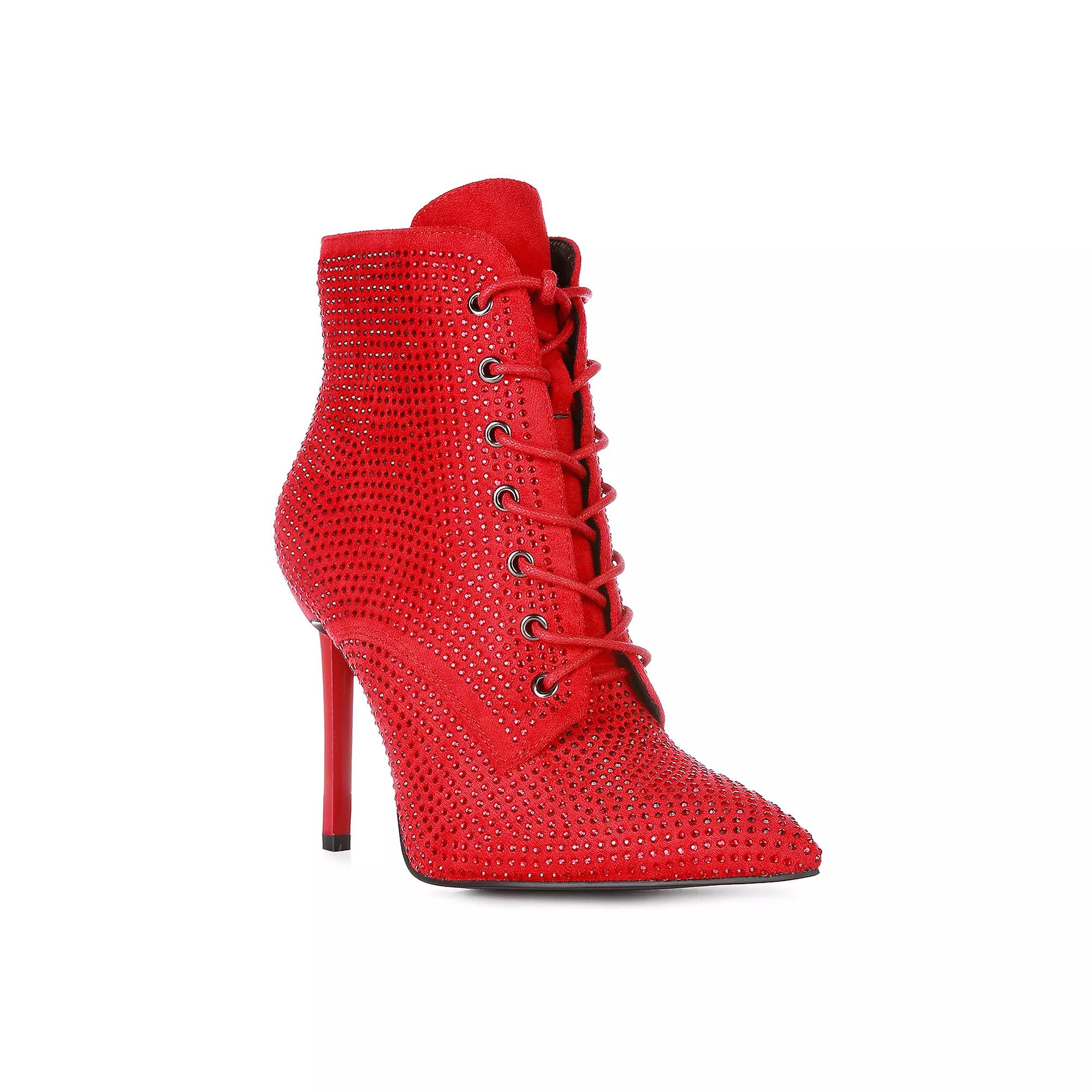 London Rag Head On Women's Heeled Ankle Boots, Size: 6, Red Product Image