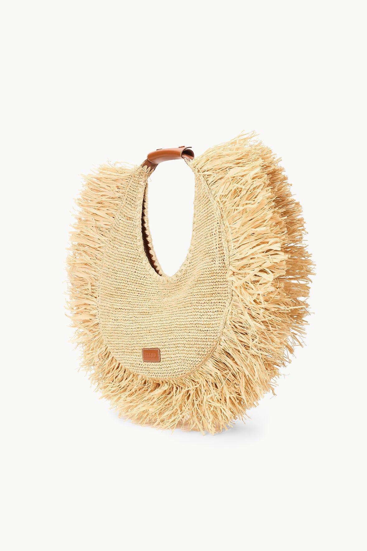 LARGE RAFFIA MOON TOTE BAG | NATURAL FRINGE Product Image