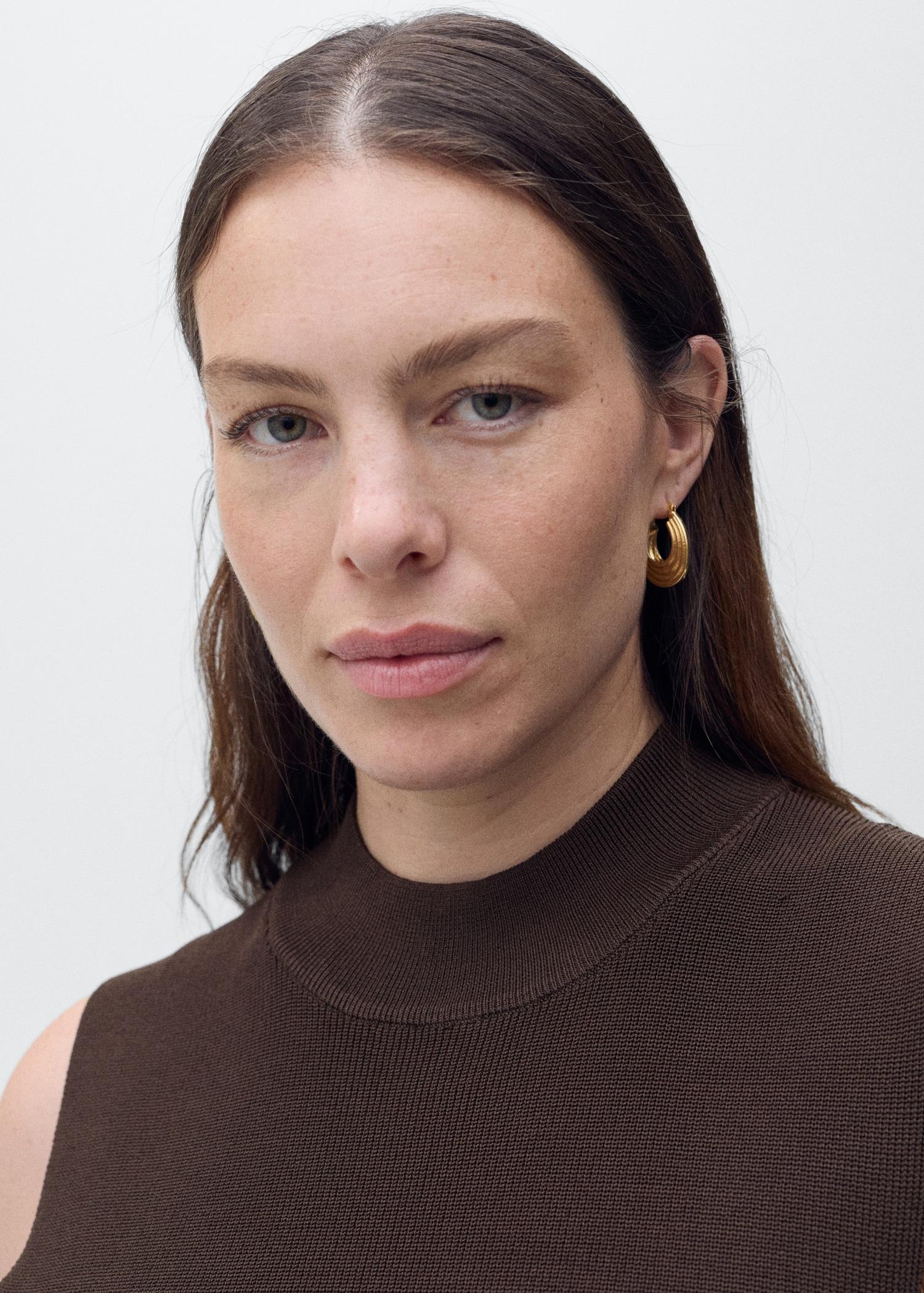 Perkins-neck knitted dress - Women | MANGO USA Product Image