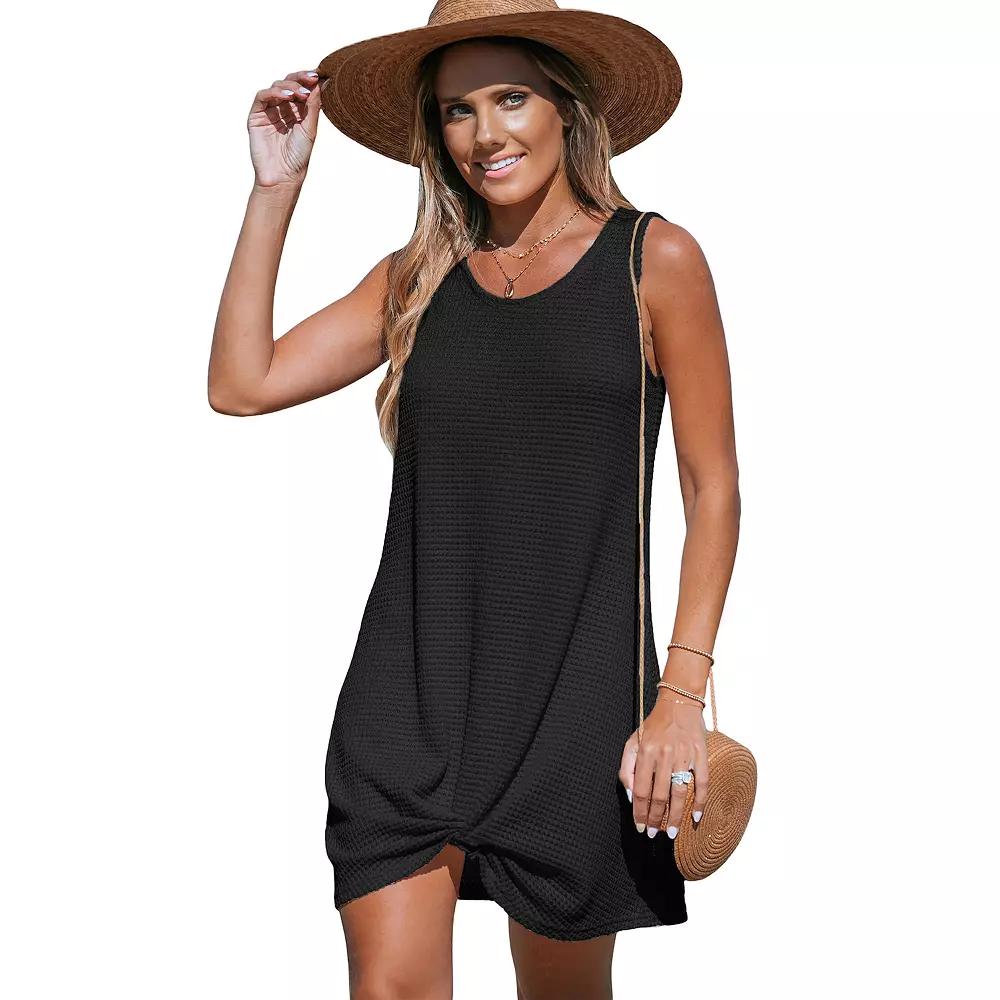 Women's Cupshe Black Sleeveless Twisted Hem Mini Cover-Up,  Product Image