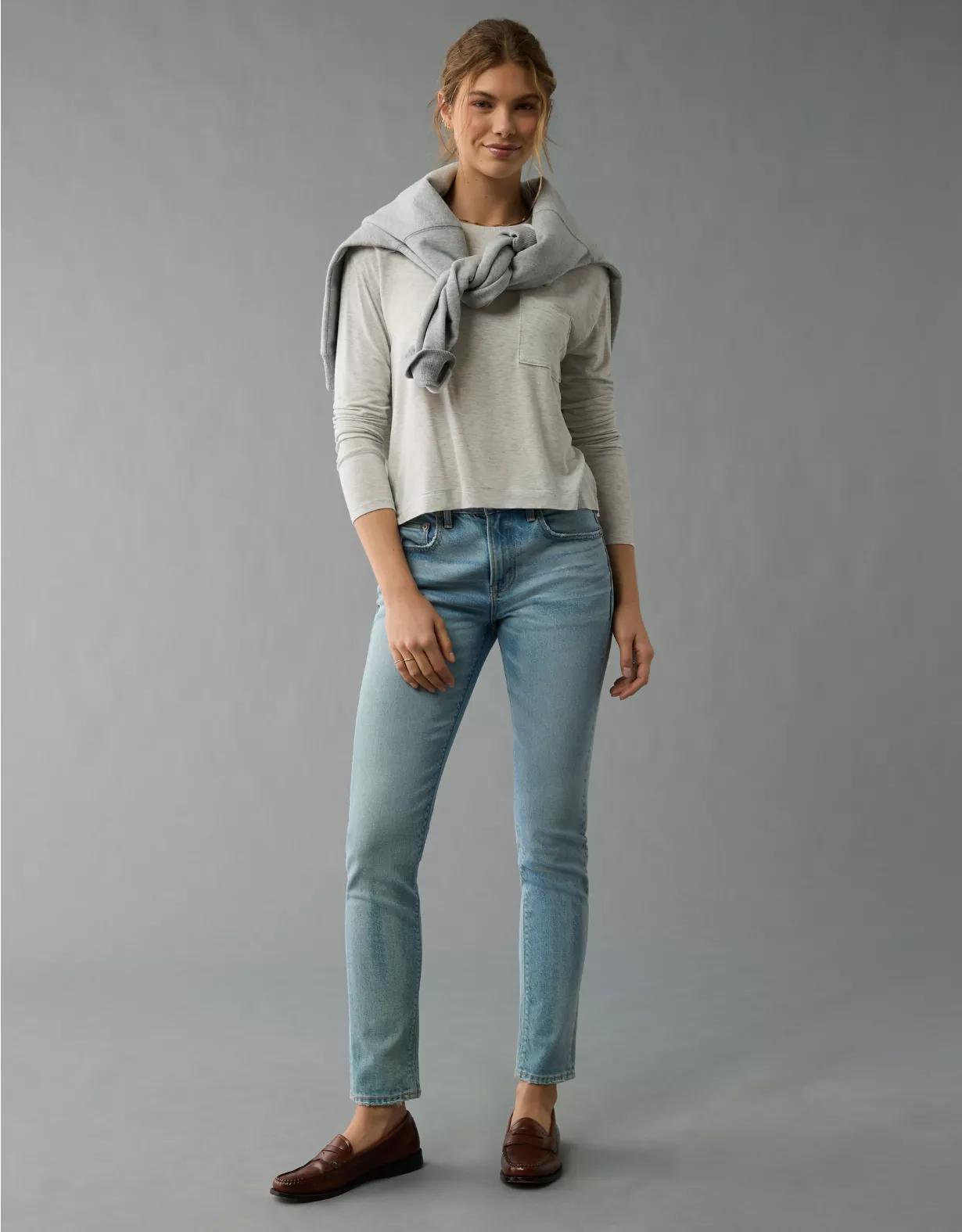 AE Soft & Sexy Long-Sleeve Pocket T-Shirt Product Image