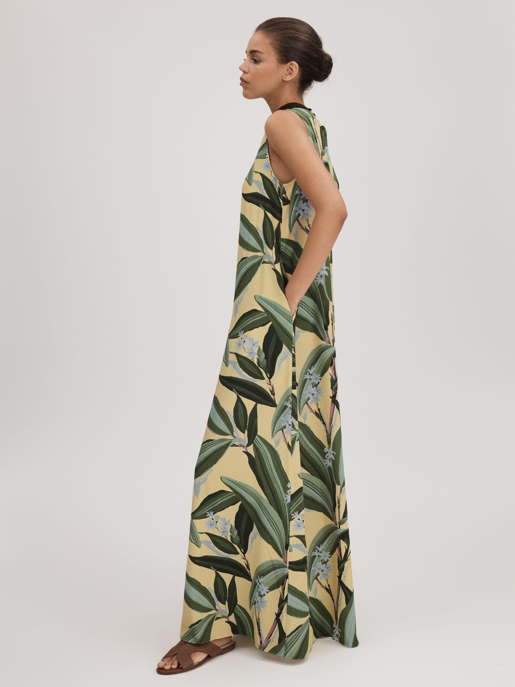 Florere Printed High Neck Maxi Dress in Pale Yellow Product Image