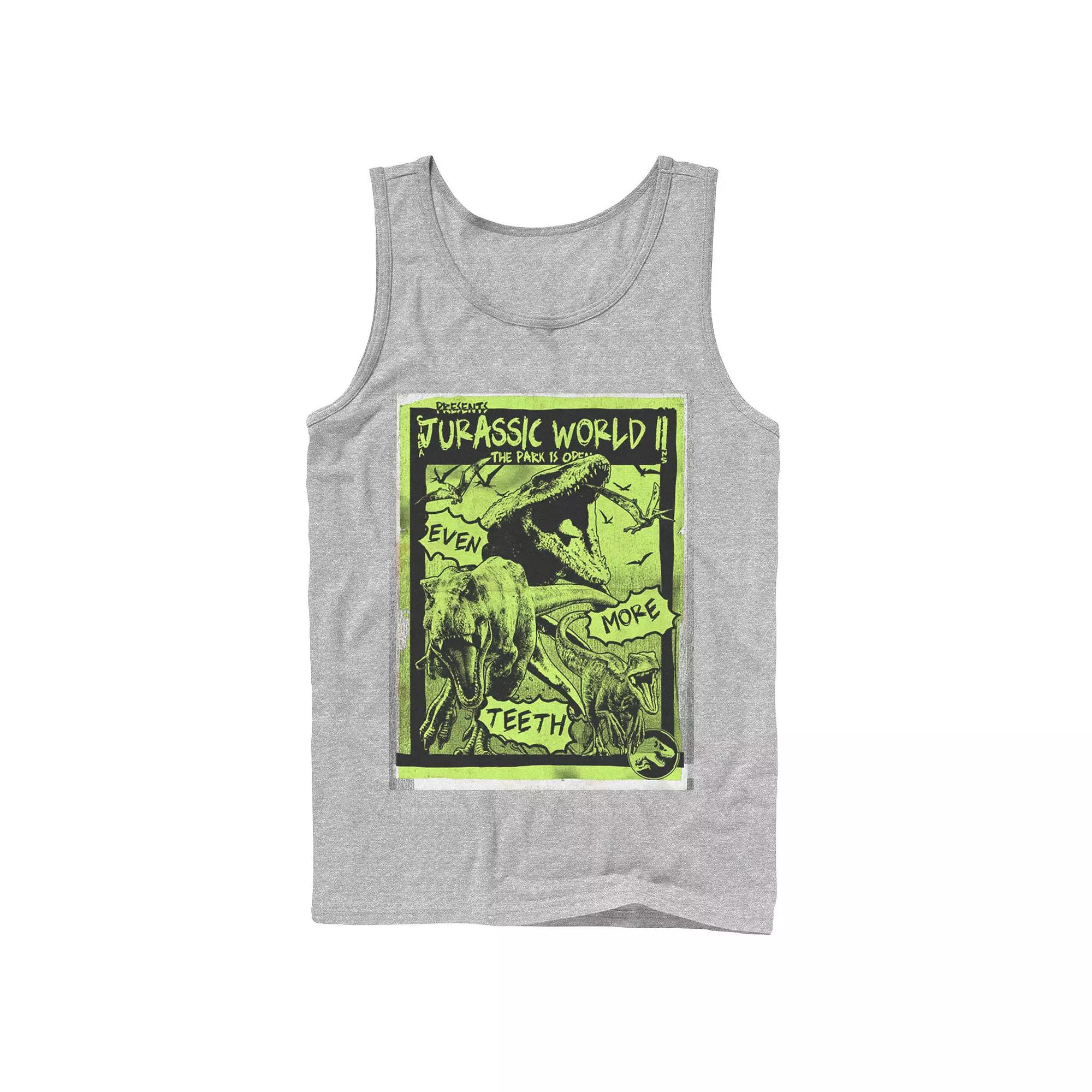 Men's Jurassic World Two T-Rex Neon Green Poster Tank Top,  Product Image