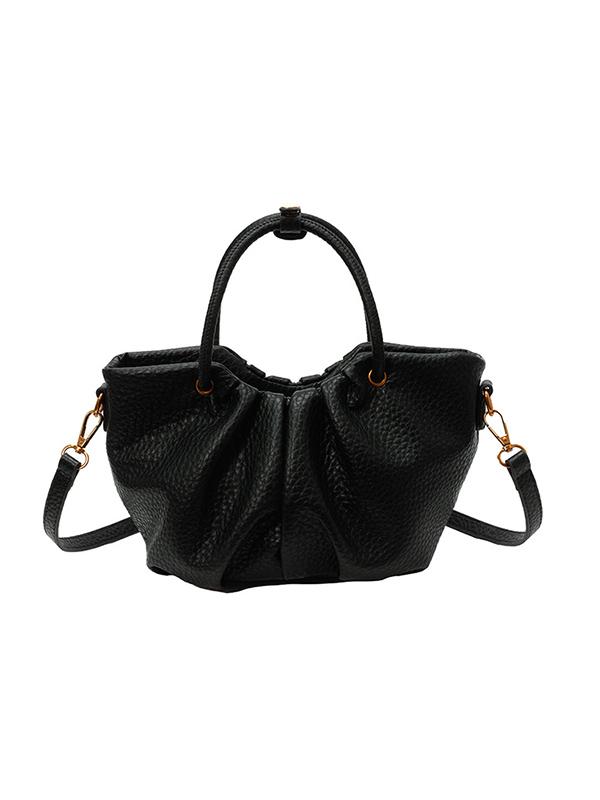 Pleated Solid Color Zipper Crossbody Bags Handbags Product Image