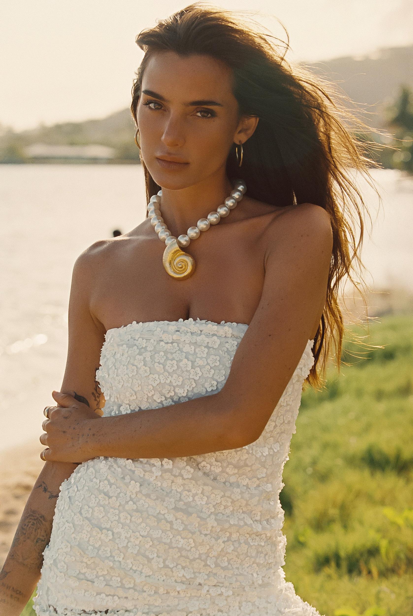 Hannah White Floral Applique Midi Dress Product Image