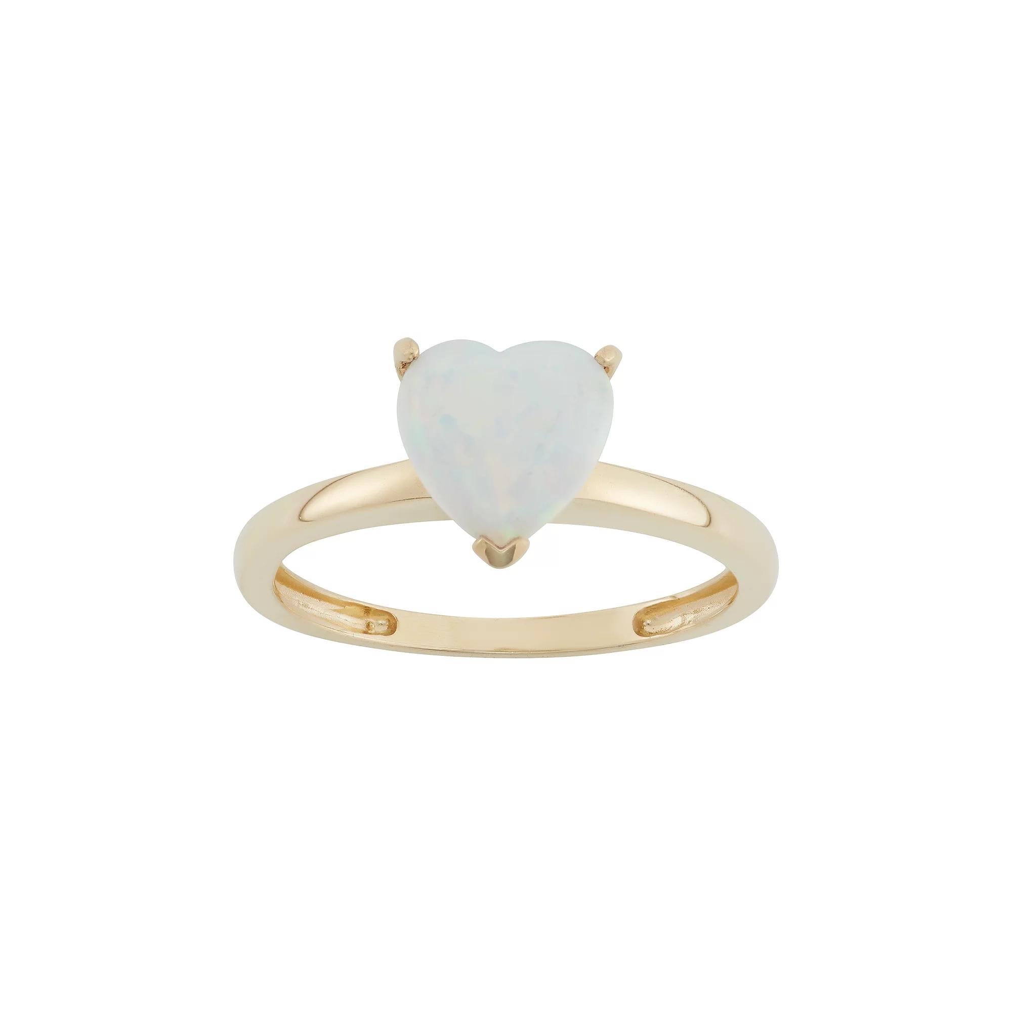 Designs by Gioelli Lab-Created Opal 10k Gold Heart Ring, Women's, Size: 5, White Product Image