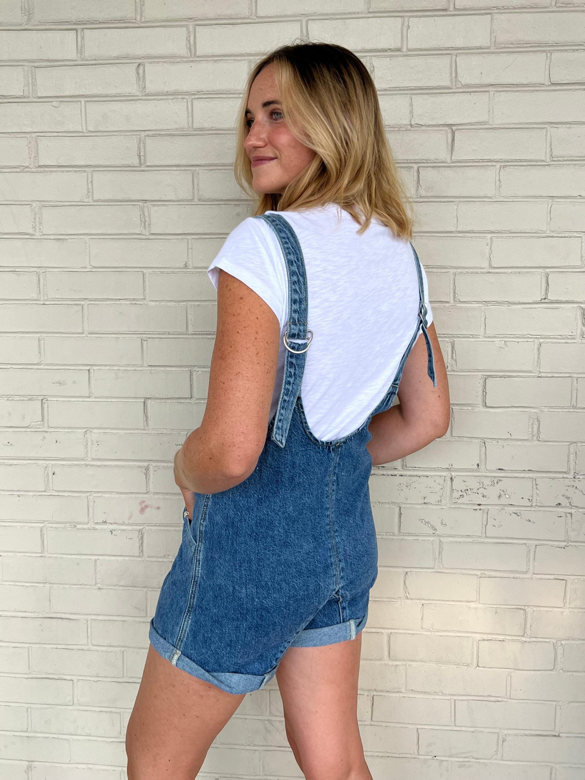 Take It Slow Denim Romper Product Image